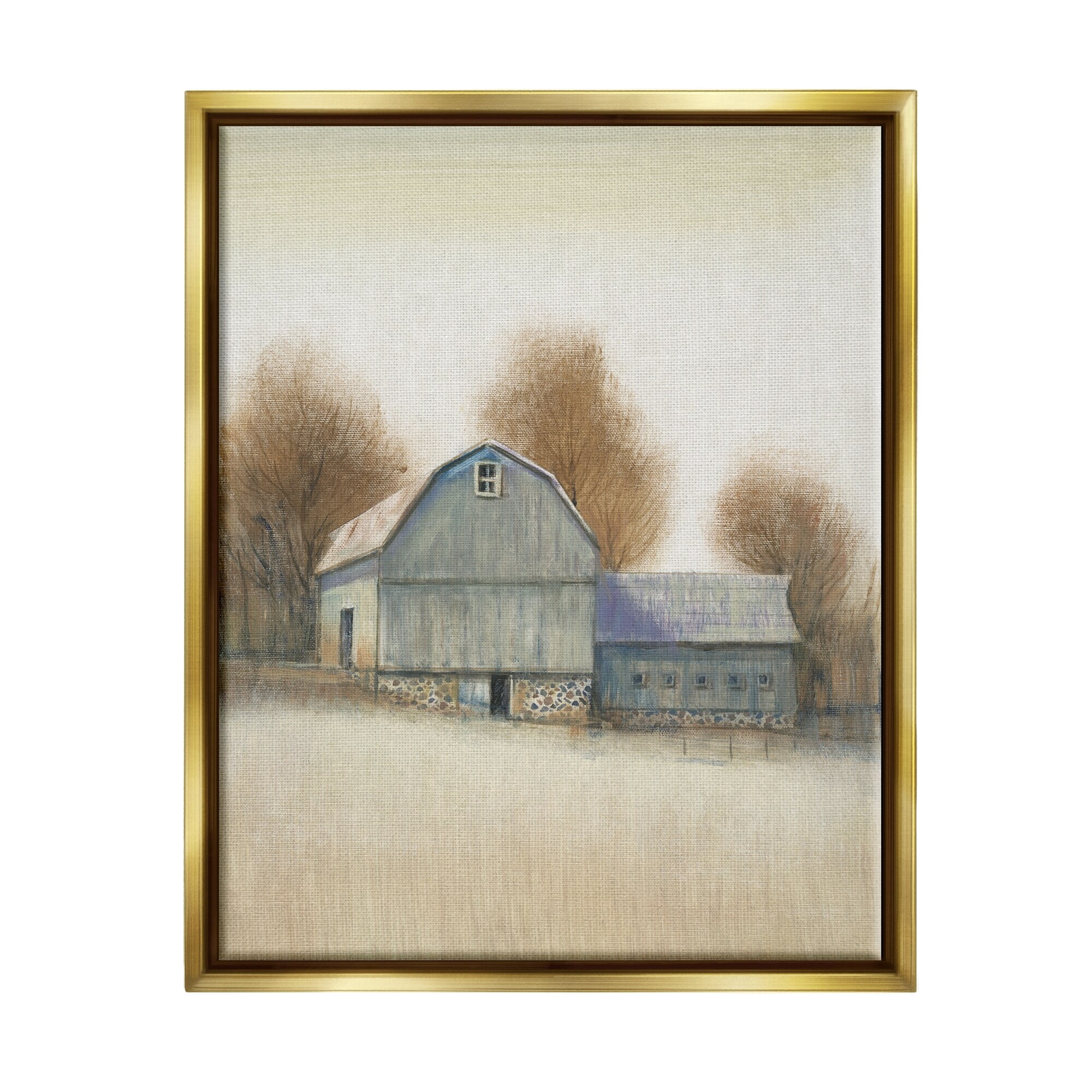 Stupell Industries Vintage Farm Barn Stable Neutral Autumn Tones Metallic Gold Framed Floating Canvas Wall Art, 24x30, by Tim O'Toole