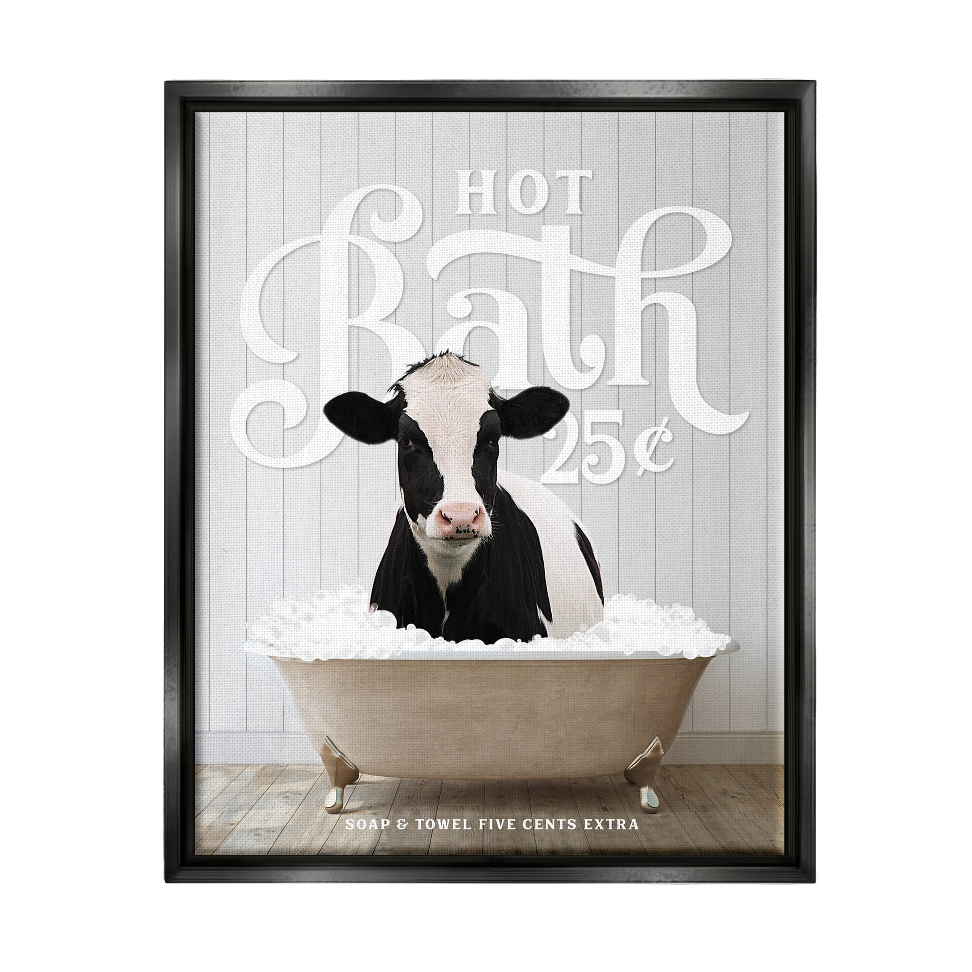 Stupell Industries Vintage Farmhouse Bathroom Animals & Insects Painting Black Floater Framed Art Print Wall Art, 25 x 31
