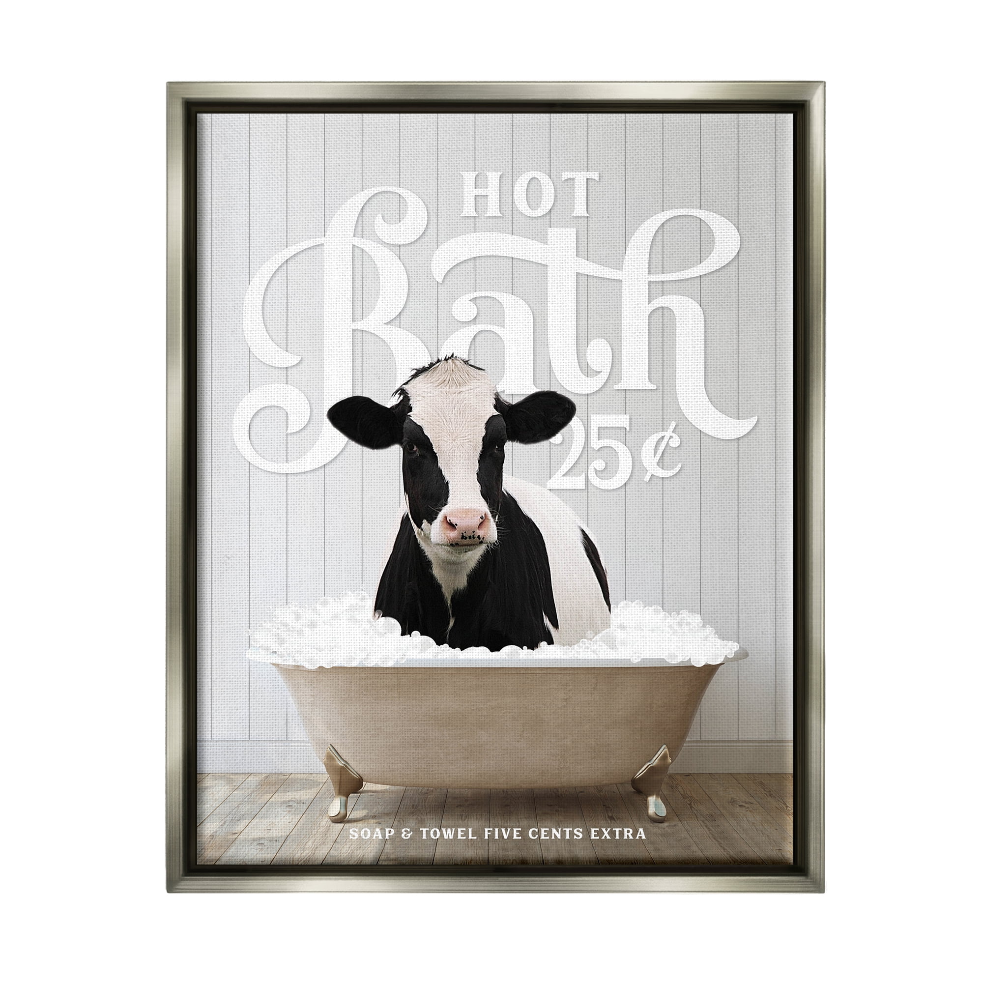 Stupell Industries Vintage Farmhouse Bathroom Animals & Insects Painting Gray Floater Framed Art Print Wall Art, 25 x 31