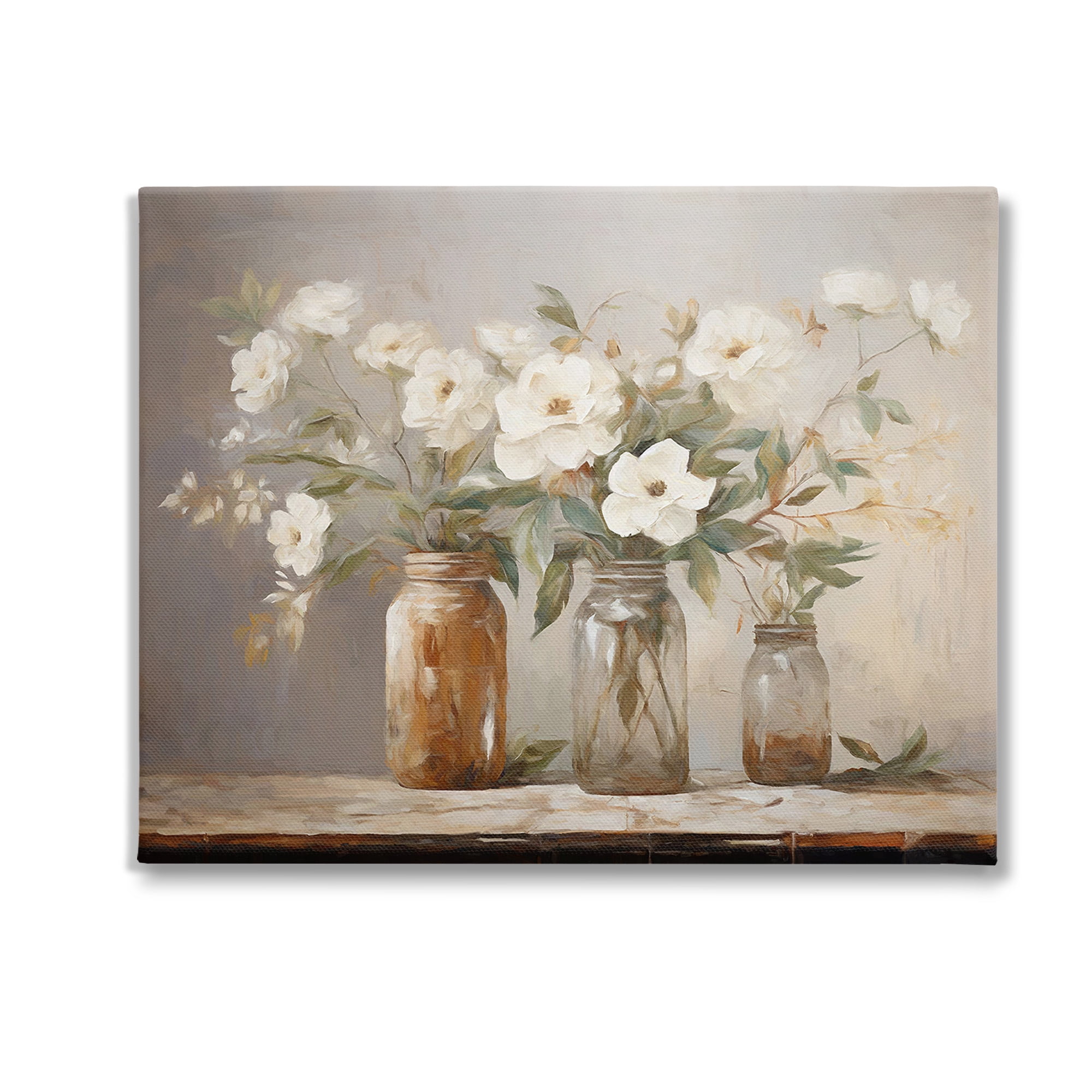 Stupell Industries Vintage Farmhouse Blooms Botanical & Floral Painting Gallery Wrapped Canvas Art Print Wall Art, 30 x 24