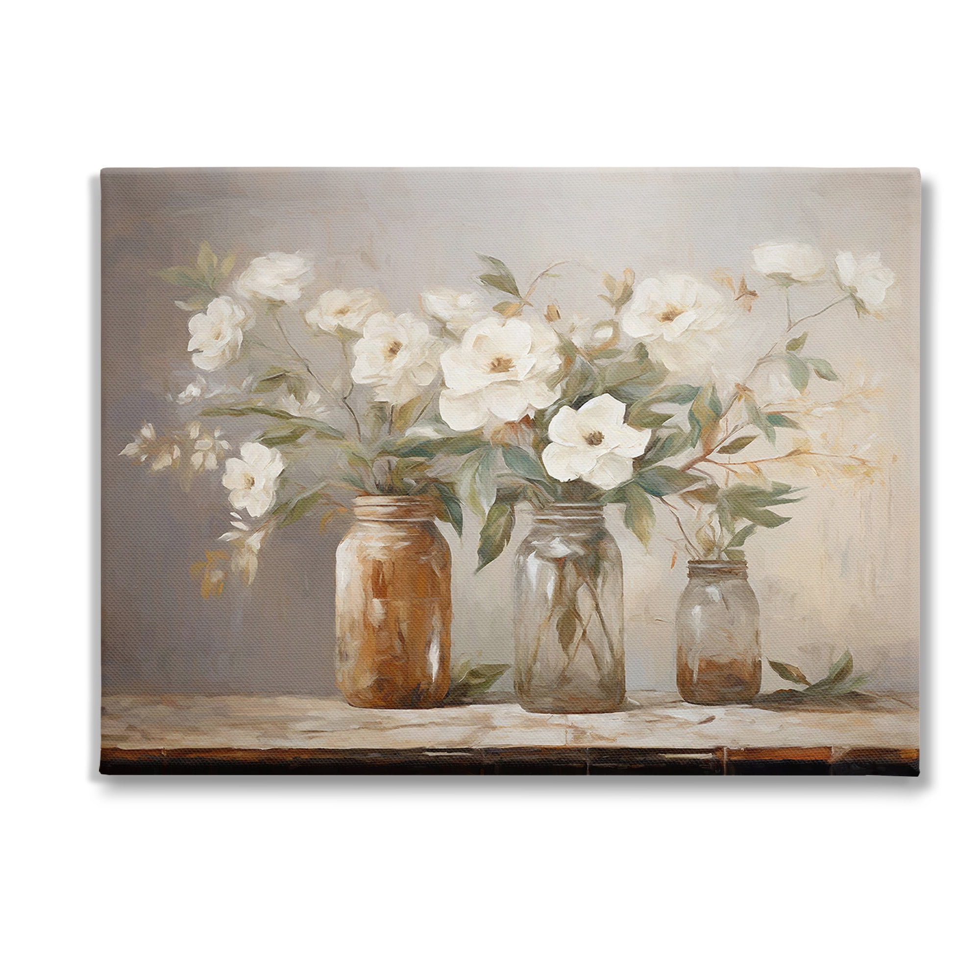 Stupell Industries Vintage Farmhouse Blooms Botanical & Floral Painting Gallery Wrapped Canvas Art Print Wall Art, 40 x 30