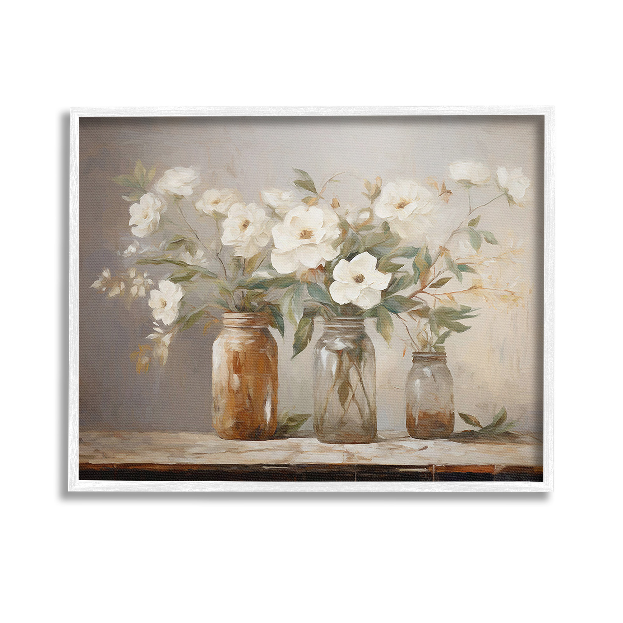 Stupell Industries Vintage Farmhouse Blooms Botanical & Floral Painting White Framed Art Print Wall Art, 14 x 11