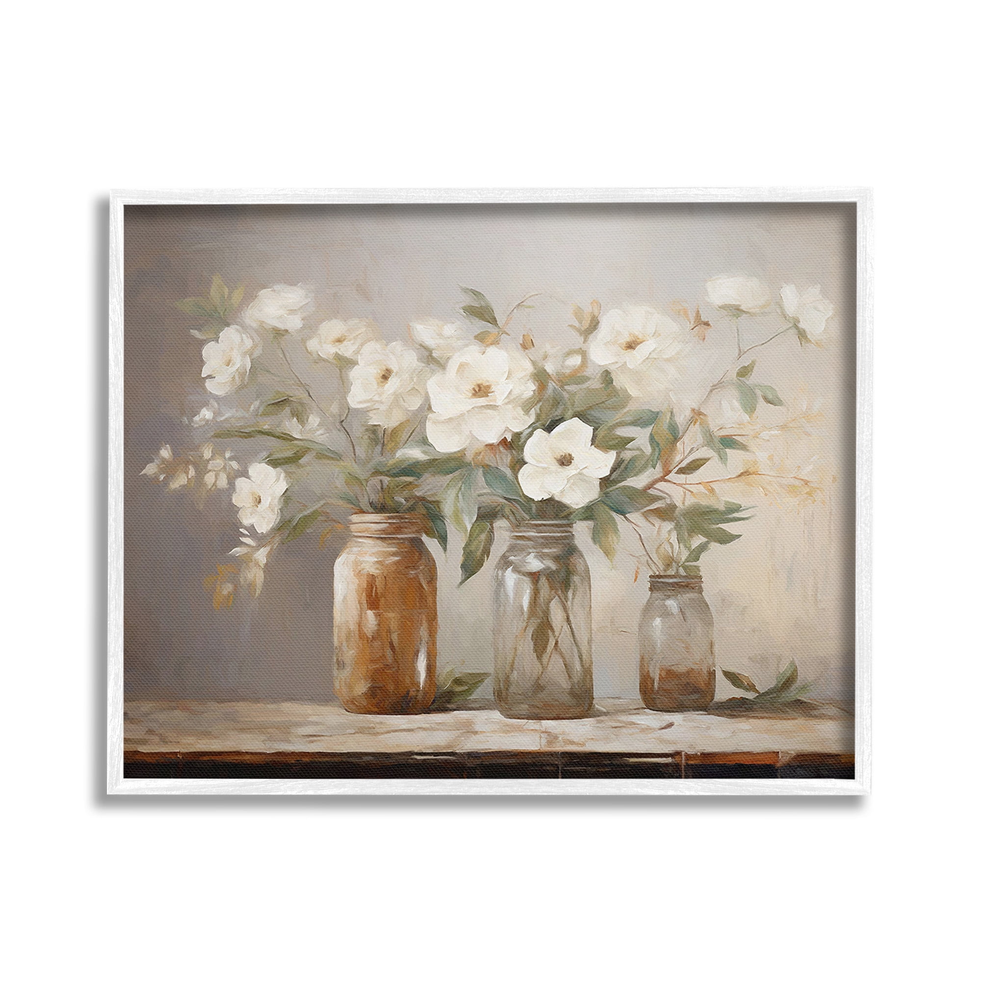 Stupell Industries Vintage Farmhouse Blooms Botanical & Floral Painting White Framed Art Print Wall Art, 30 x 24