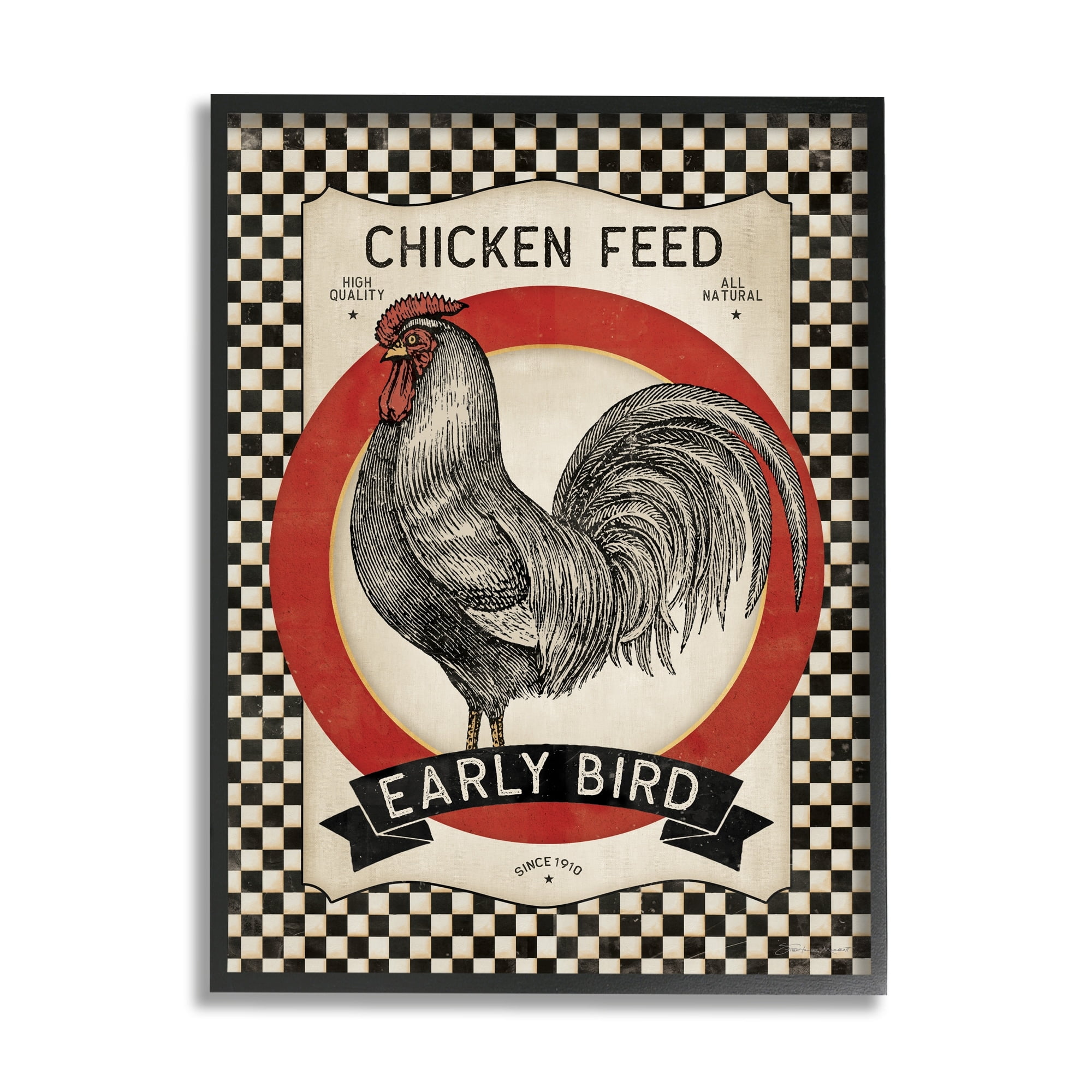 Vintage Farmhouse Chicken Feed Advertisement Black Framed Wall Art