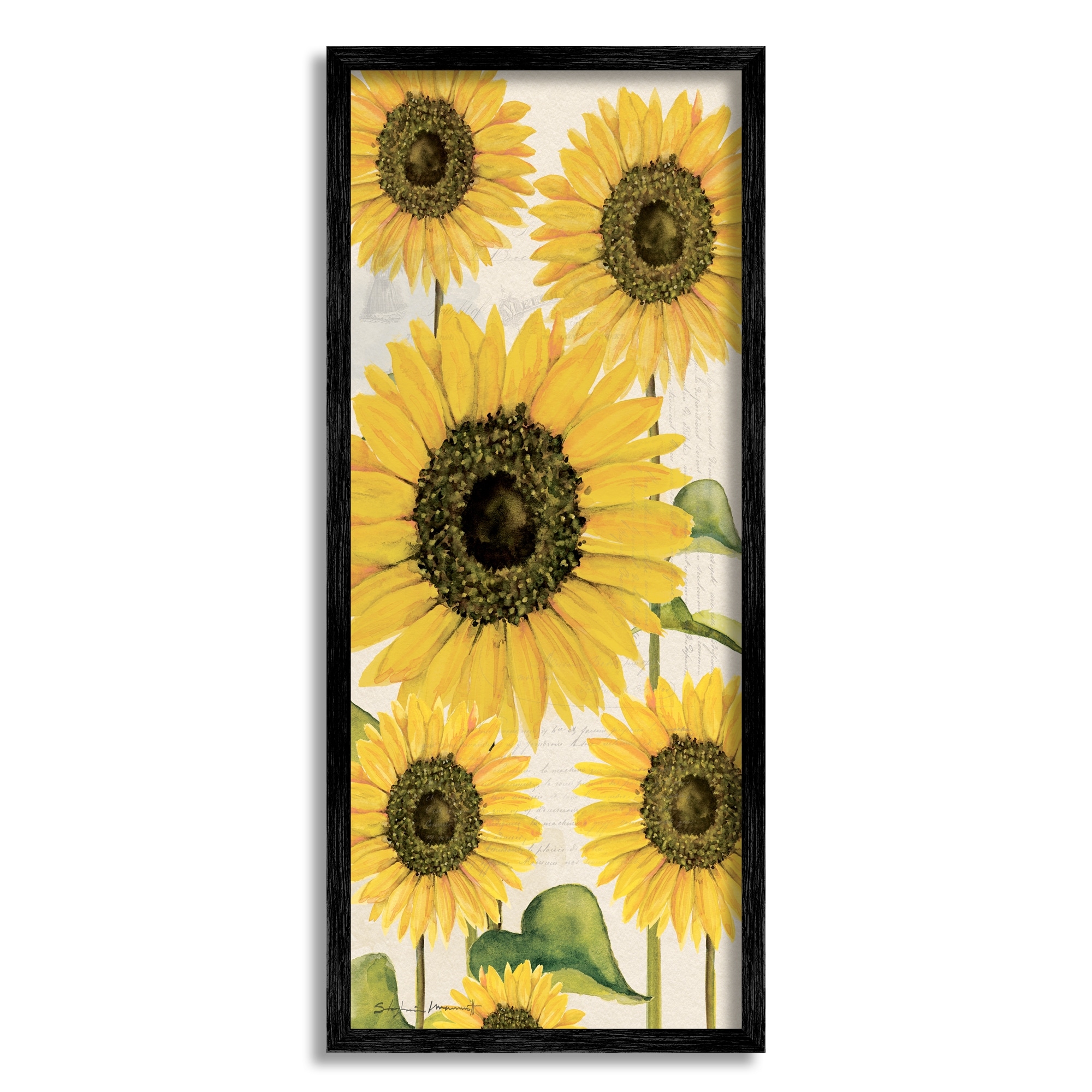 Stupell Industries Vintage Farmhouse Sunflower Bunch Vintage Script Text, 10 x 24, Design by Stephanie Workman Marrott