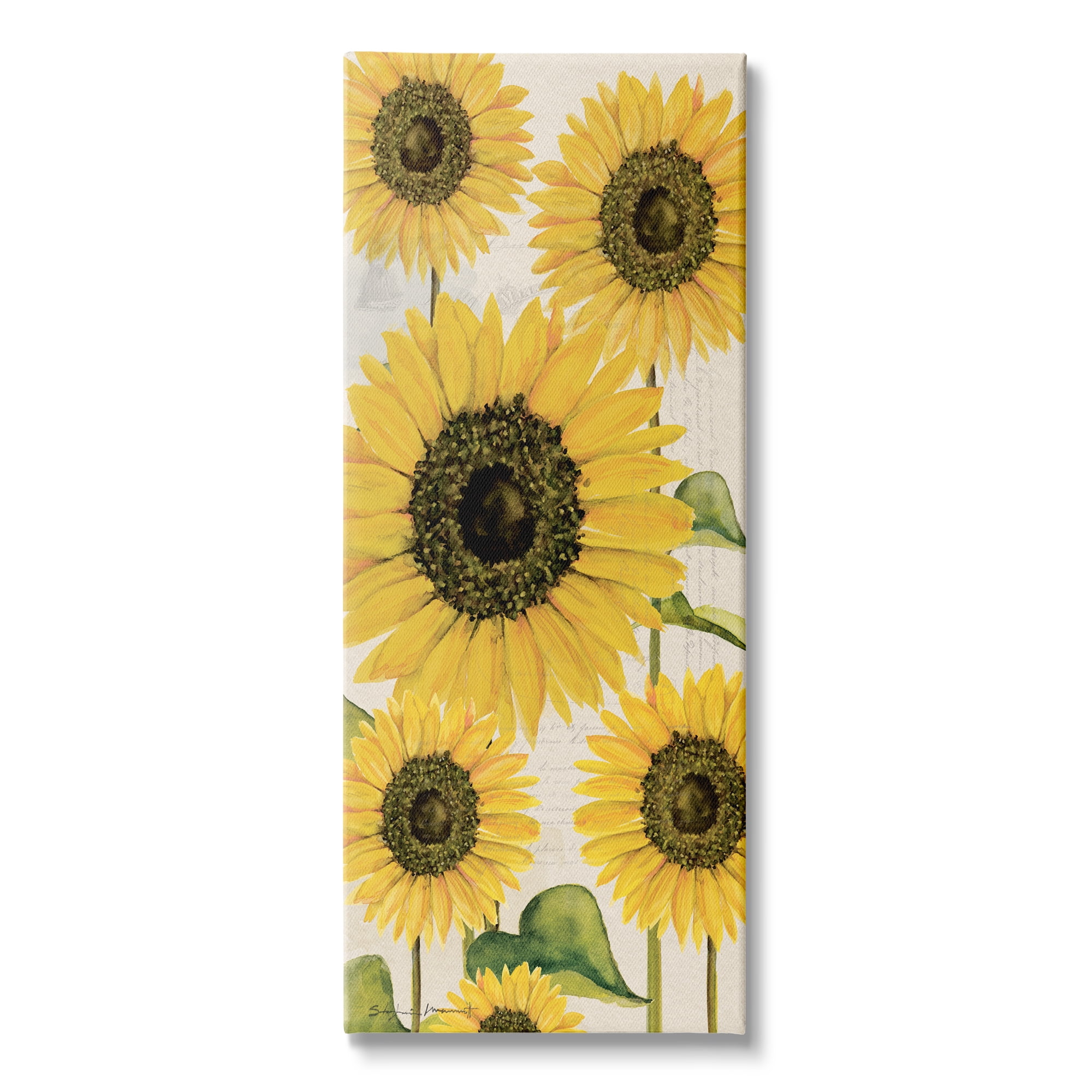 Stupell Industries Vintage Farmhouse Sunflower Bunch Vintage Script Text, 13 x 30, Design by Stephanie Workman Marrott