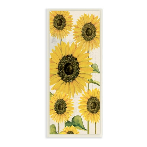 Stupell Industries Vintage Farmhouse Sunflower Bunch Vintage Script Text, 7 x 17, Design by Stephanie Workman Marrott