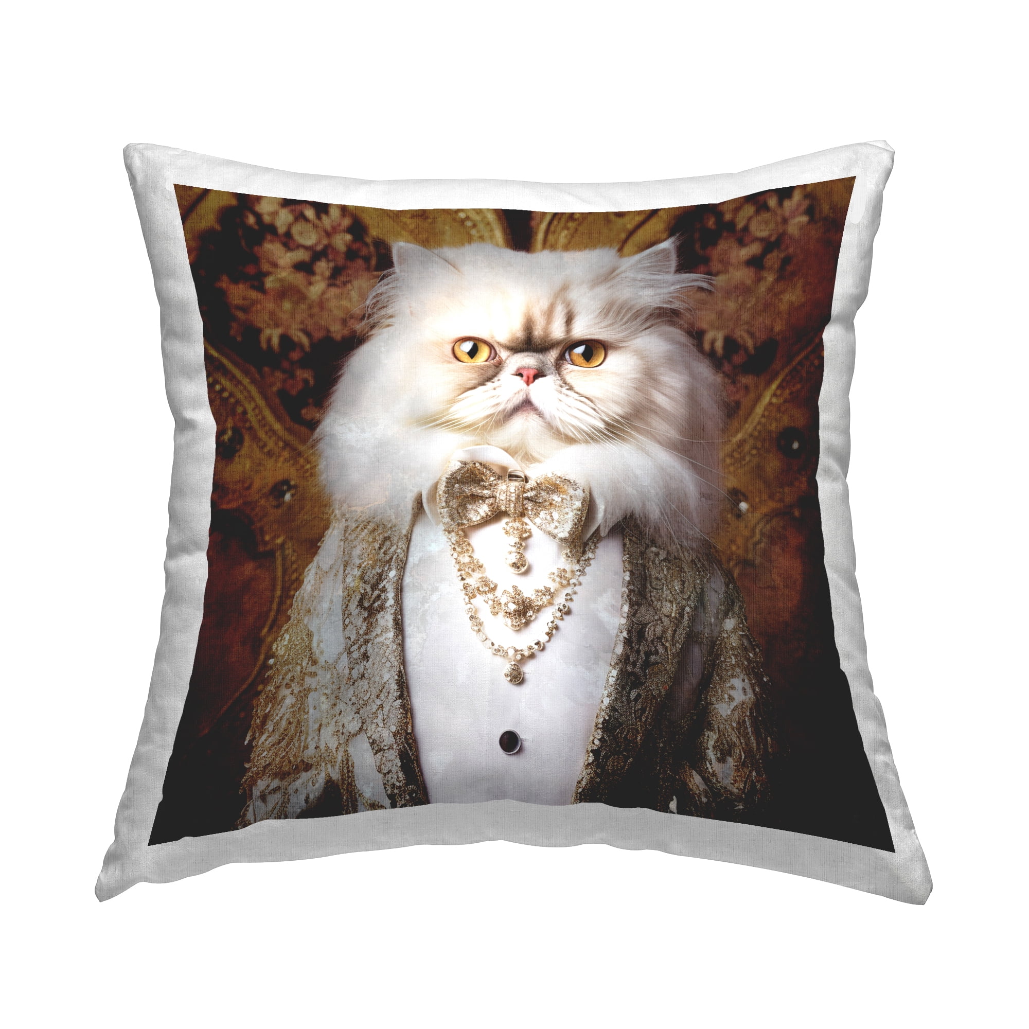 Stupell Industries Vintage Fashion Cat Decorative Printed Throw Pillow, 18 x 18