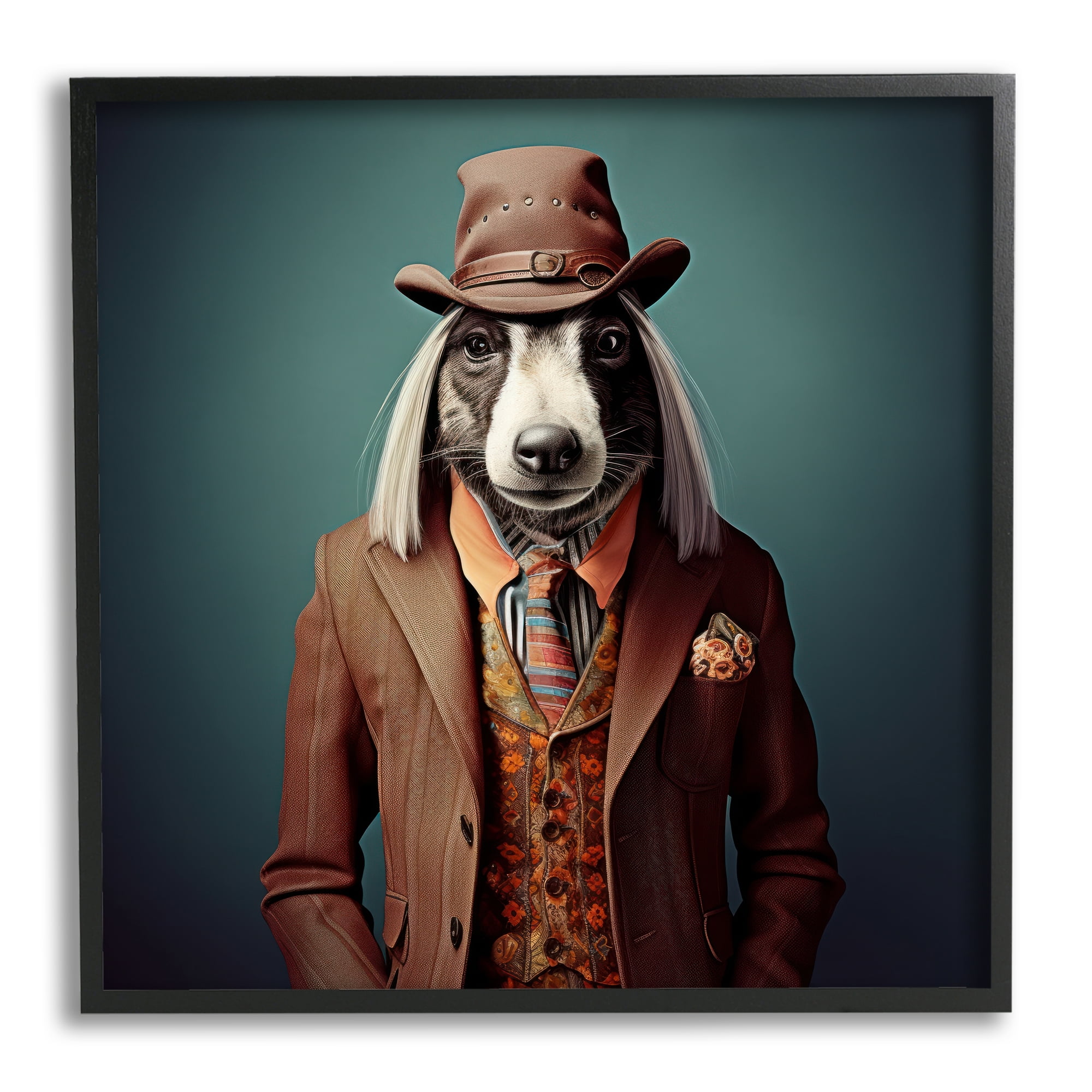 Stupell Industries Vintage Fashion Dog Animals & Insects Painting Black Framed Art Print Wall Art, 24 x 24