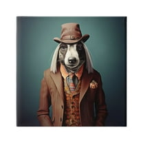 Stupell Industries Vintage Fashion Dog Animals & Insects Painting Gallery Wrapped Canvas Art Print Wall Art, 17 x 17