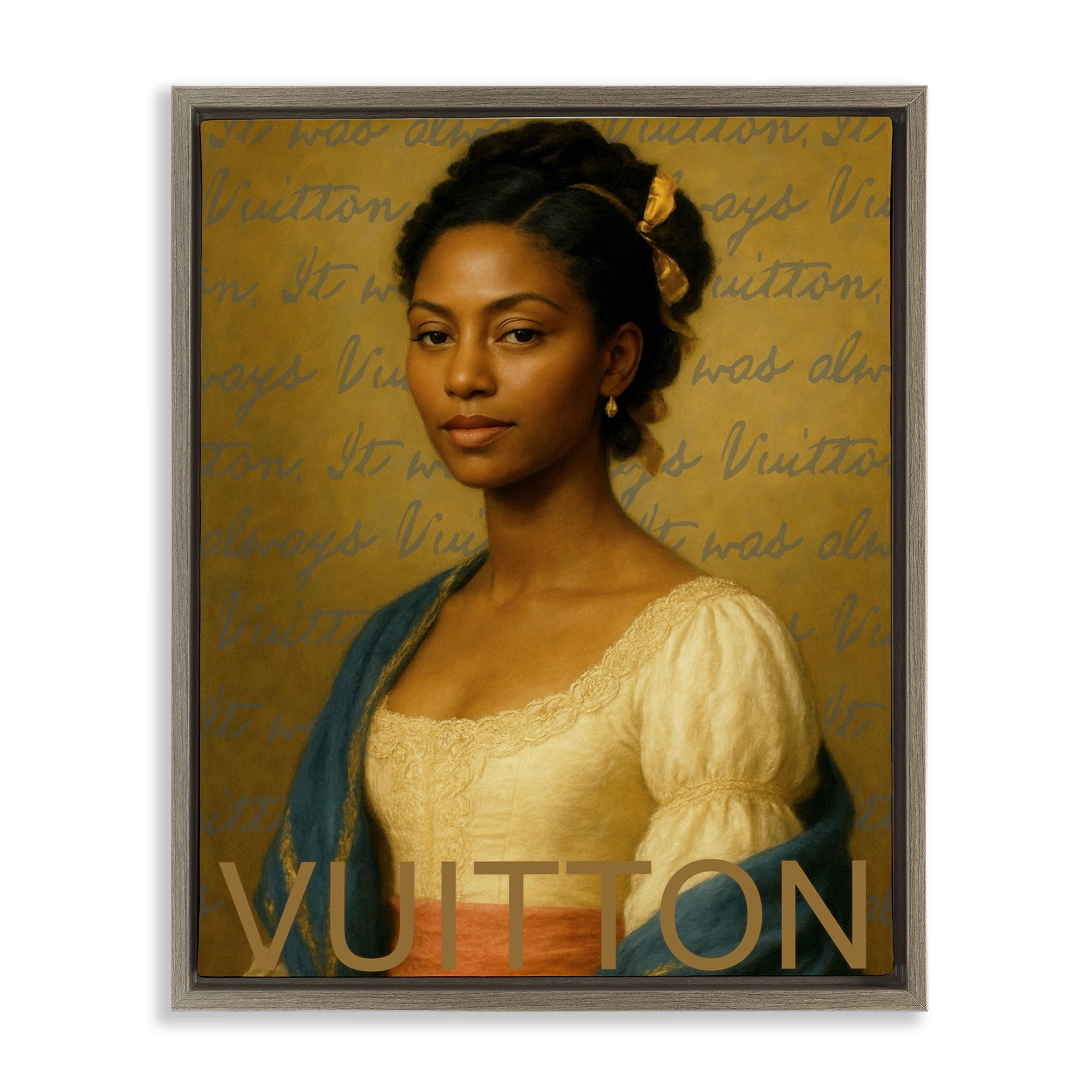 Stupell Industries Vintage Fashion Lady Brown Framed Floater Canvas Wall Art, design by Grotto Studios