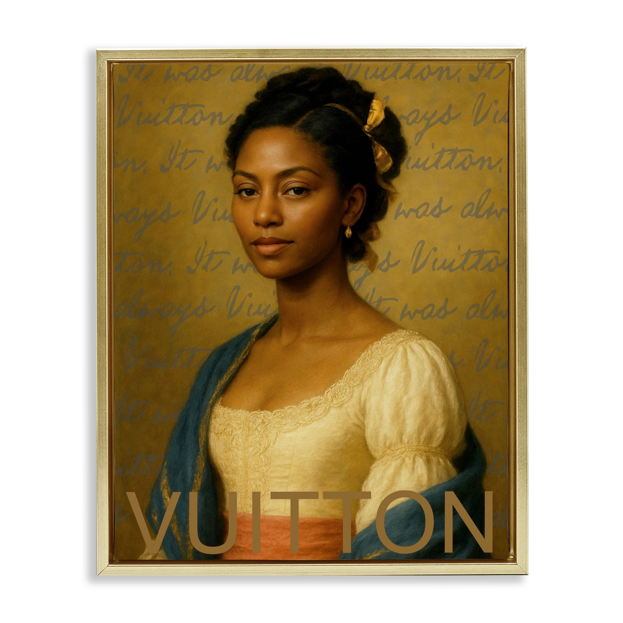 Stupell Industries Vintage Fashion Lady Gold Framed Floater Canvas Wall Art, design by Grotto Studios