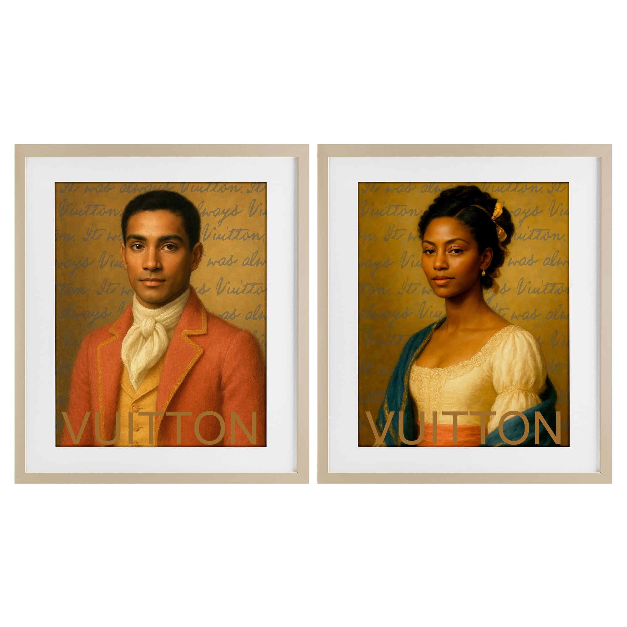 Stupell Industries Vintage Fashion Pair 2 Piece Birch Framed Print Under Glass Set, design by Grotto Studios