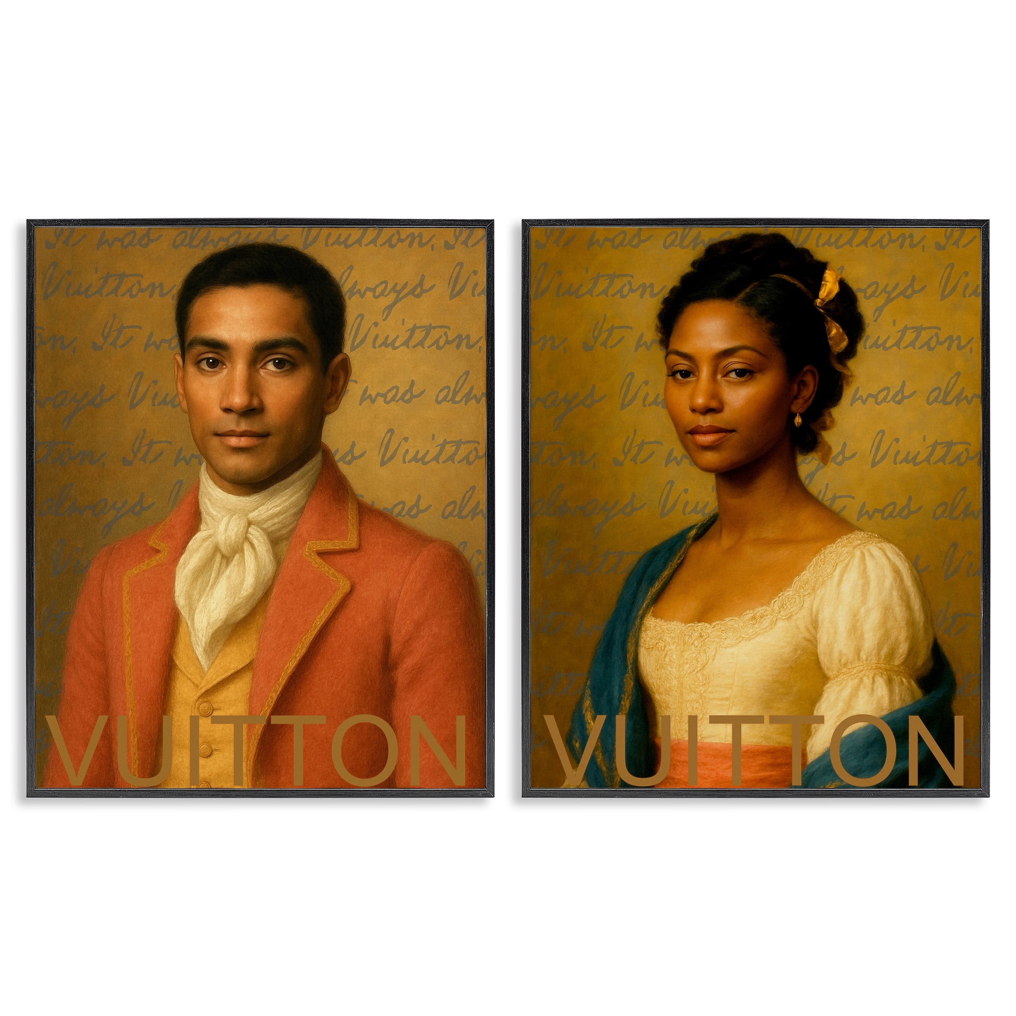 Stupell Industries Vintage Fashion Pair 2 Piece Black Framed Giclee Art Set, design by Grotto Studios