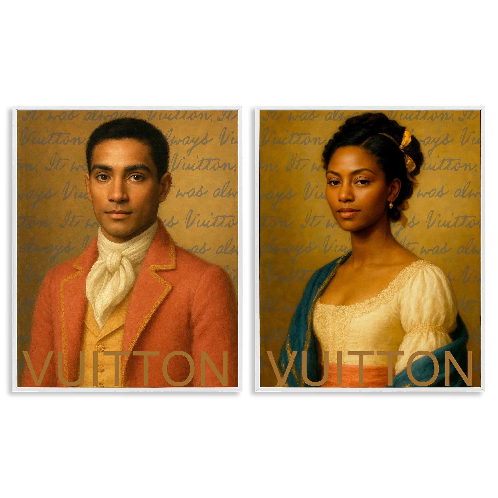 Stupell Industries Vintage Fashion Pair 2 Piece White Framed Giclee Art Set, design by Grotto Studios