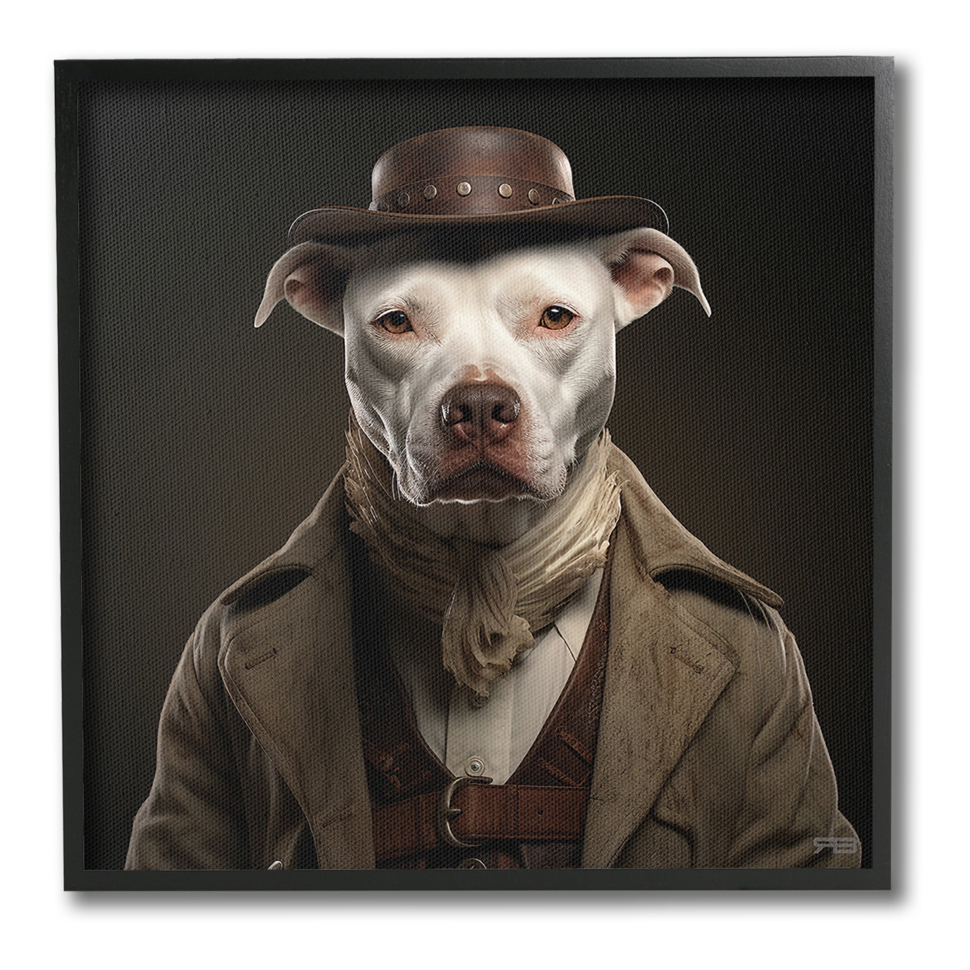 Stupell Industries Vintage Fashion Pit Bull Animals & Insects Painting Black Framed Art Print Wall Art, 17 x 17