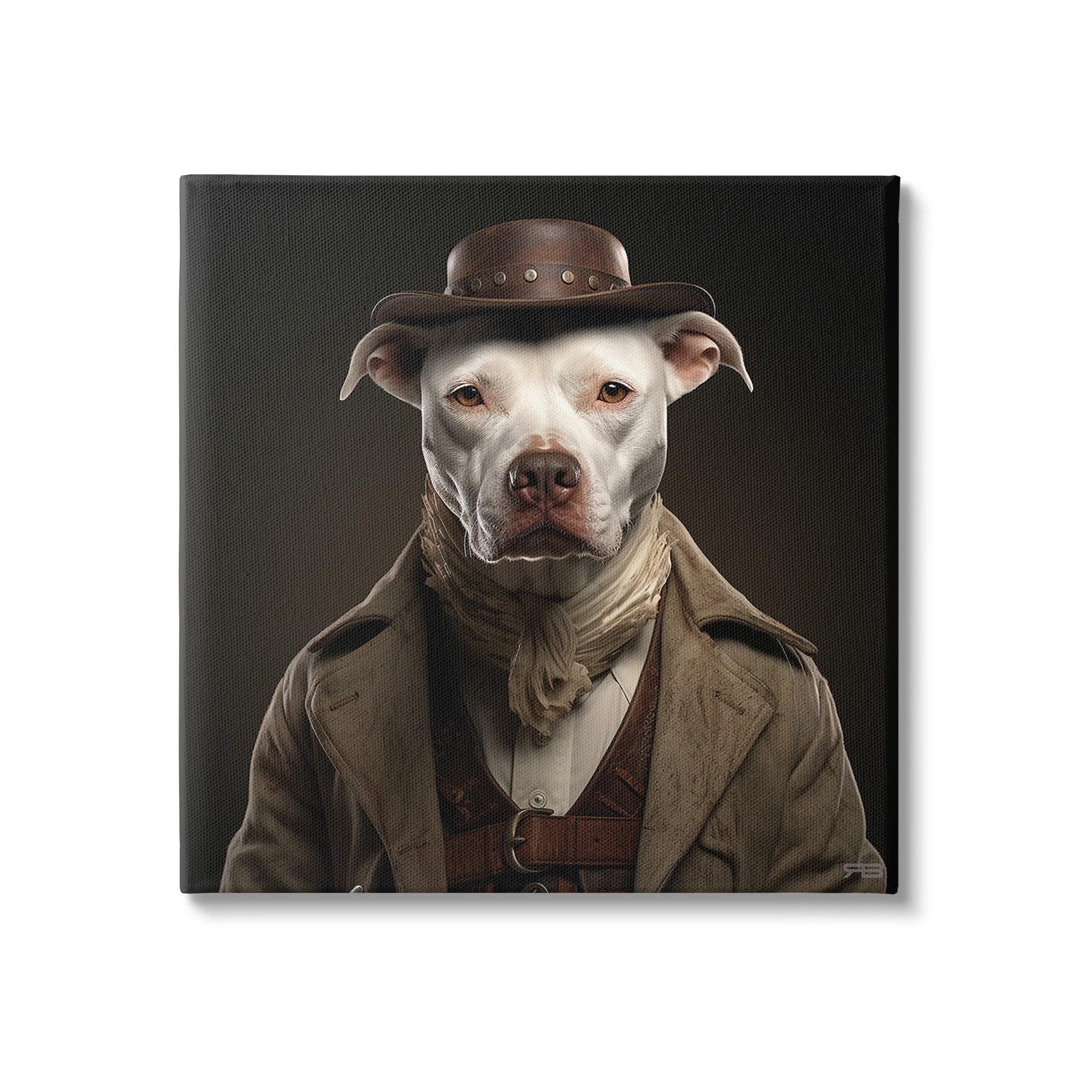 Stupell Industries Vintage Fashion Pit Bull Animals & Insects Painting Gallery Wrapped Canvas Art Print Wall Art, 24 x 24