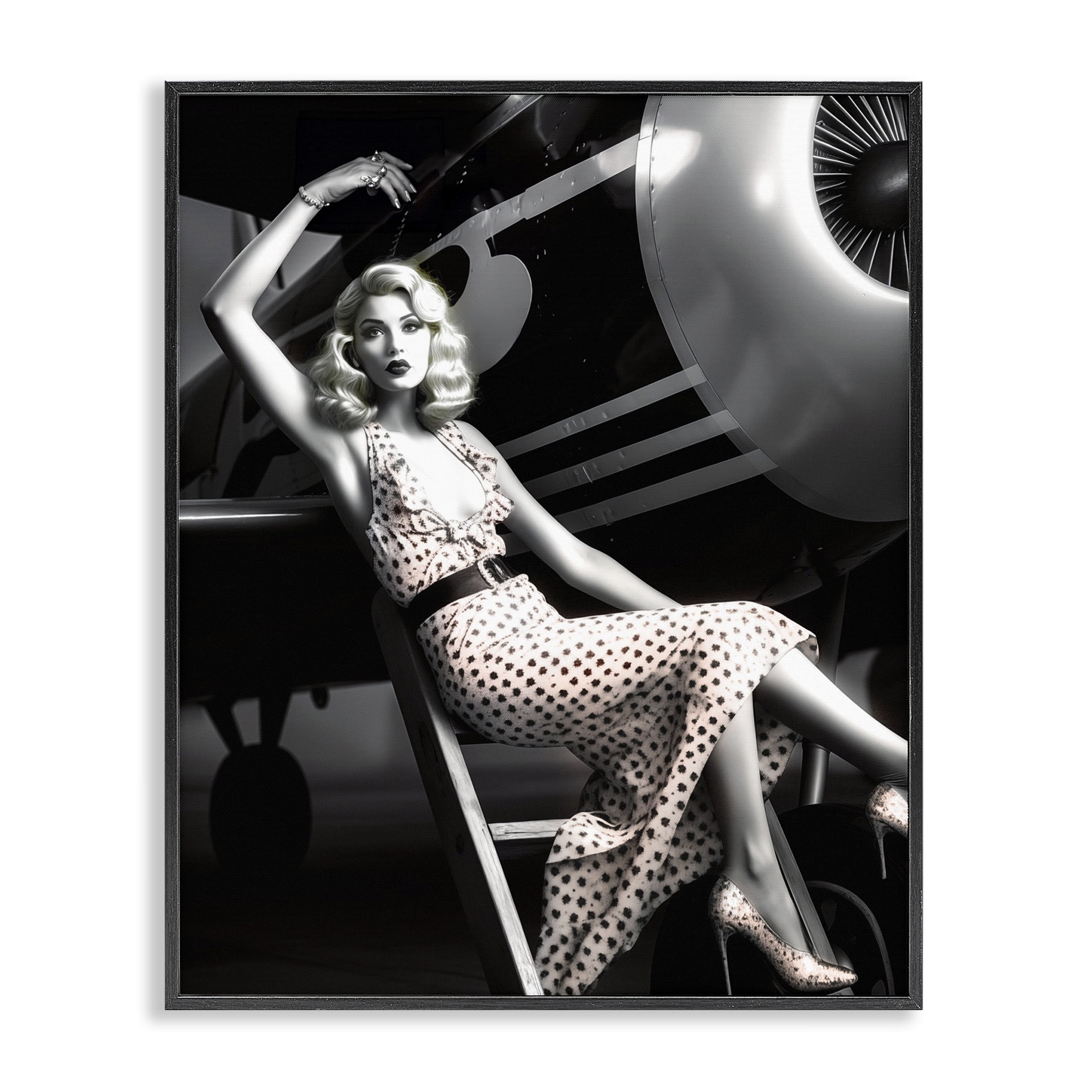 Stupell Industries Vintage Fashion Woman Novelty Painting Black Framed Art Print Wall Art, 24 x 30