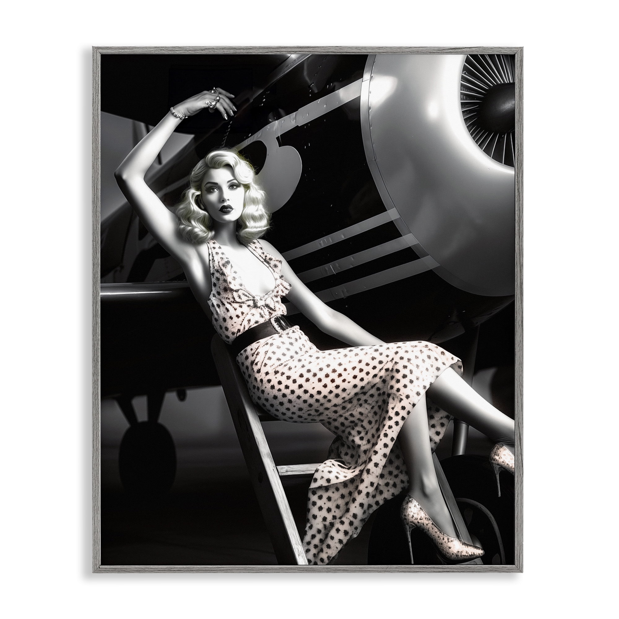 Stupell Industries Vintage Fashion Woman Novelty Painting Gray Framed Art Print Wall Art, 11 x 14