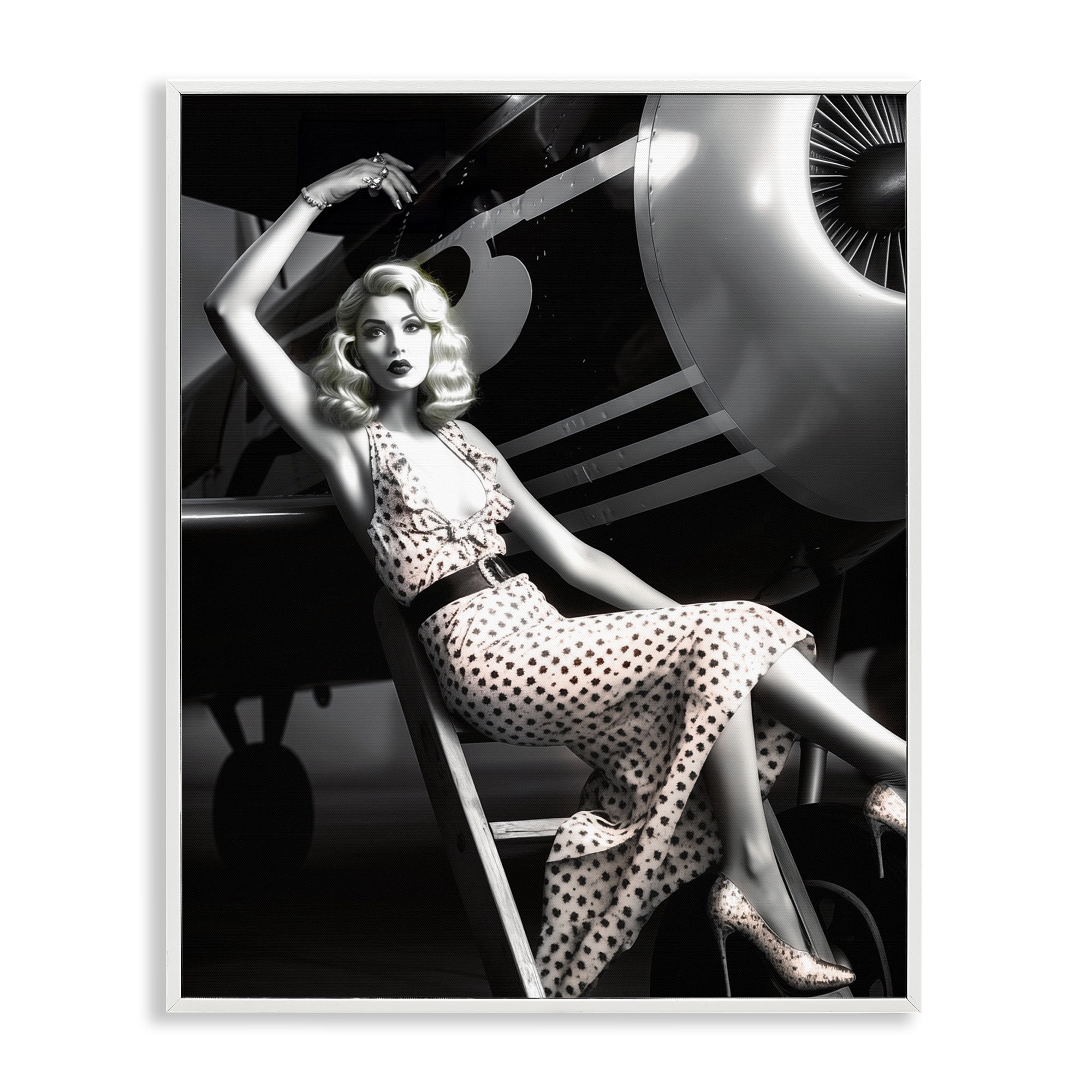 Stupell Industries Vintage Fashion Woman Novelty Painting White Framed Art Print Wall Art, 16 x 20