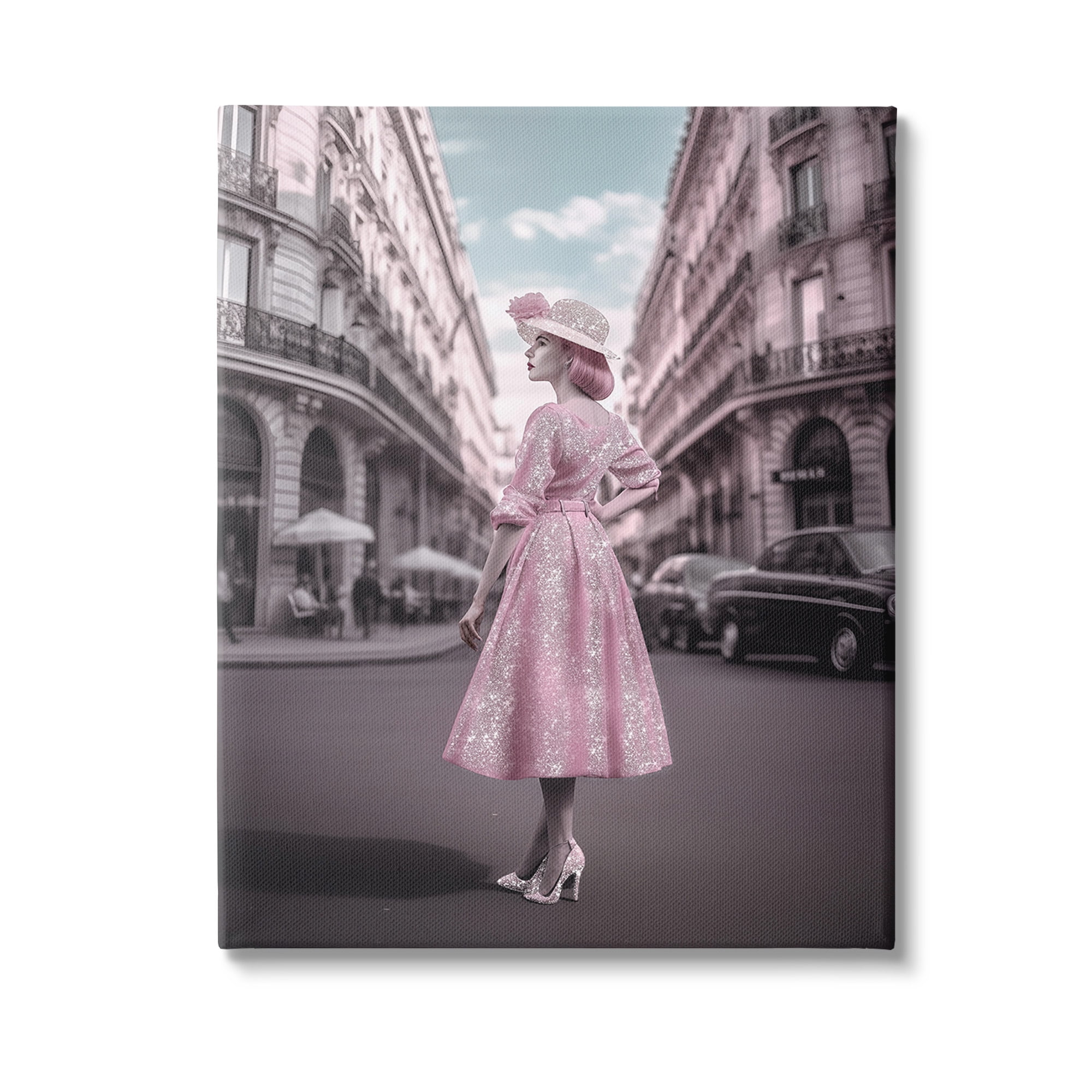 Stupell Industries Vintage Fashion in City Travel & Places Painting Gallery Wrapped Canvas Art Print Wall Art, 24 x 30