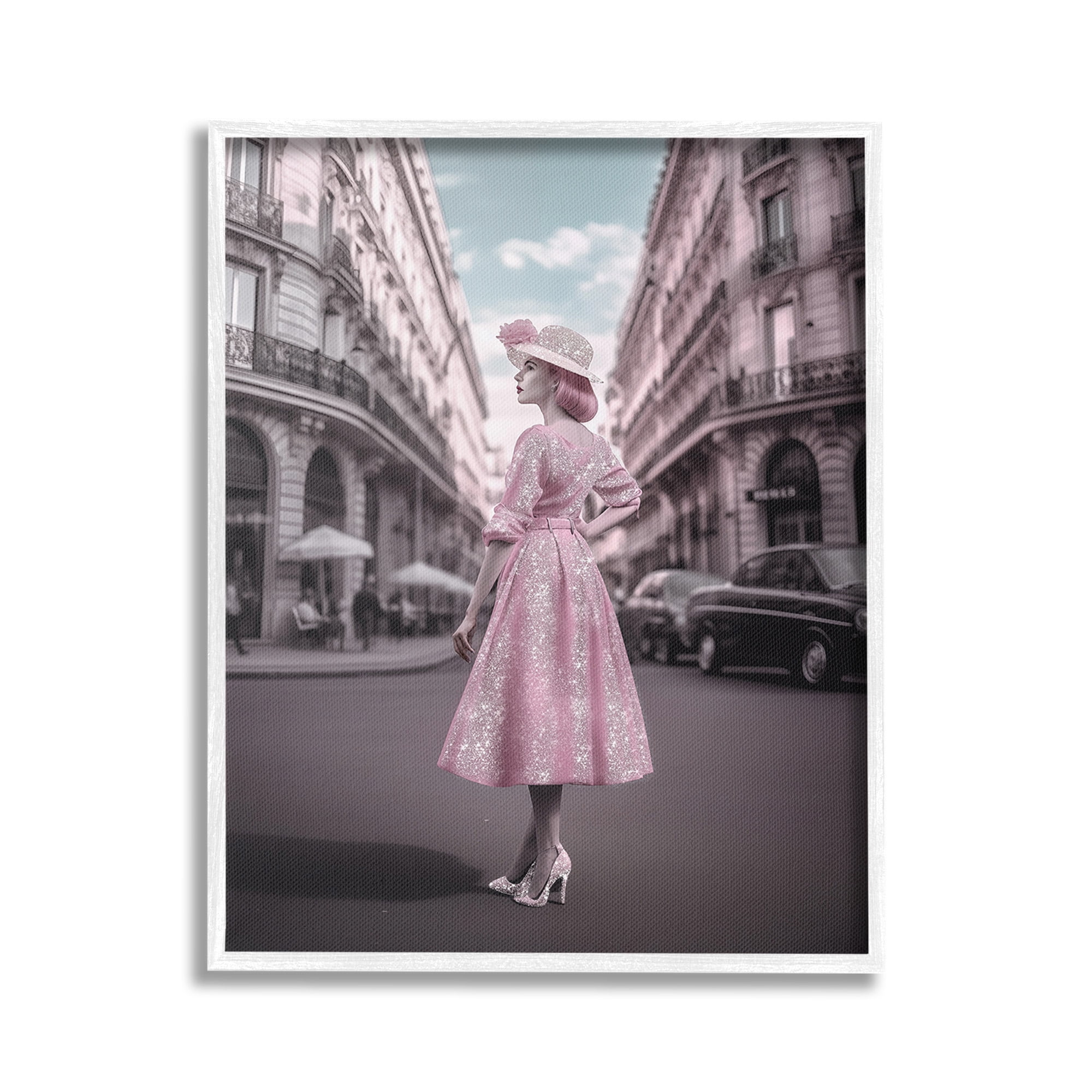 Stupell Industries Vintage Fashion in City Travel & Places Painting White Framed Art Print Wall Art, 16 x 20