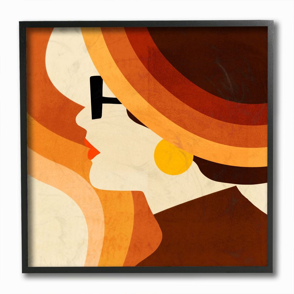 Stupell Industries Vintage Female Color Block Portrait Fashion Retro Framed Wall Art Design by Victoria Borges