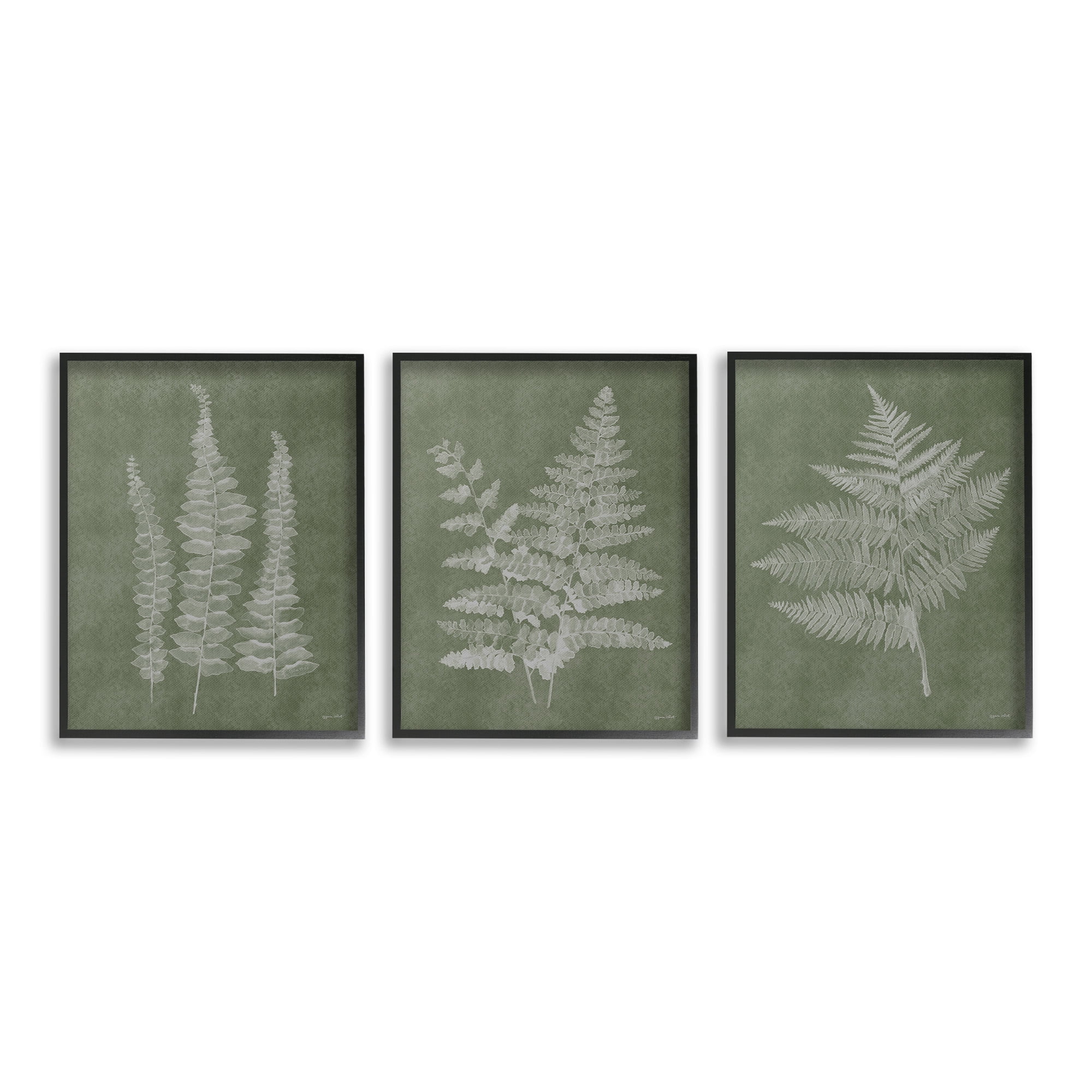 Stupell Industries Vintage Fern Silhouettes Botanical & Floral Painting Black Framed Art Print Wall Art, 24 x 30, Set of 3