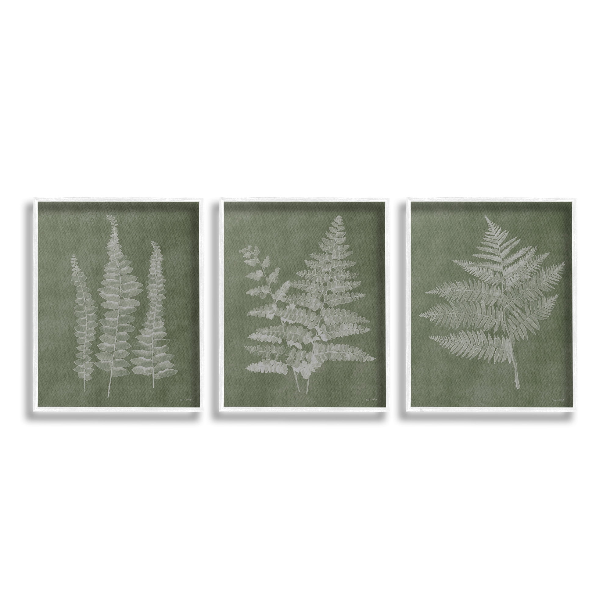 Stupell Industries Vintage Fern Silhouettes Botanical & Floral Painting White Framed Art Print Wall Art, 24 x 30, Set of 3