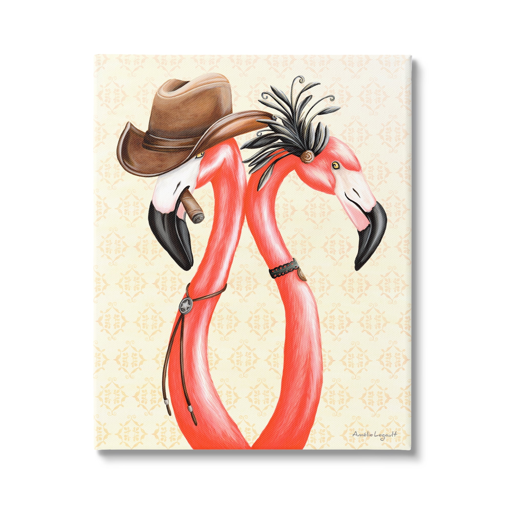 Stupell Industries Vintage Flamingos Cowboy Hat Antique Fashion Outfit ...