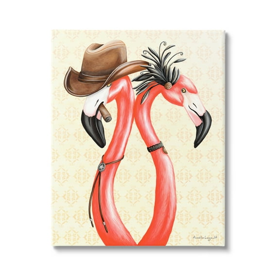 Stupell Industries Vintage Flamingos Cowboy Hat Antique Fashion Outfit Graphic Art Gallery Wrapped Canvas Print Wall Art, Design by Amelie Legault