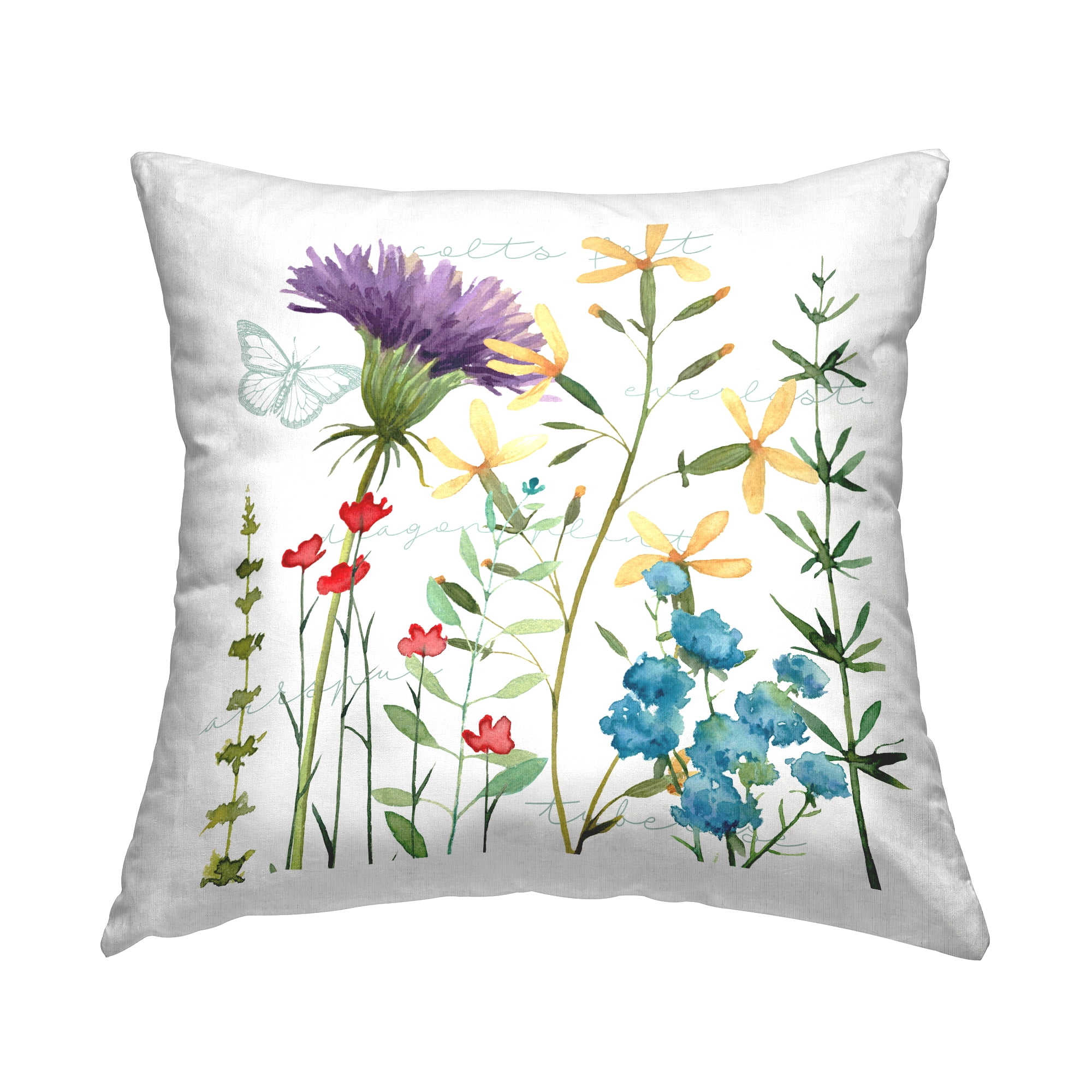 White Square Floral Typography Decorative Throw Pillow Set