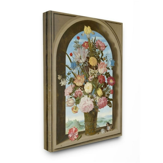 Stupell Industries Vintage Floral Bouquet Brown Gothic Window Arch Design by Ziwei Li, 24" x 30"