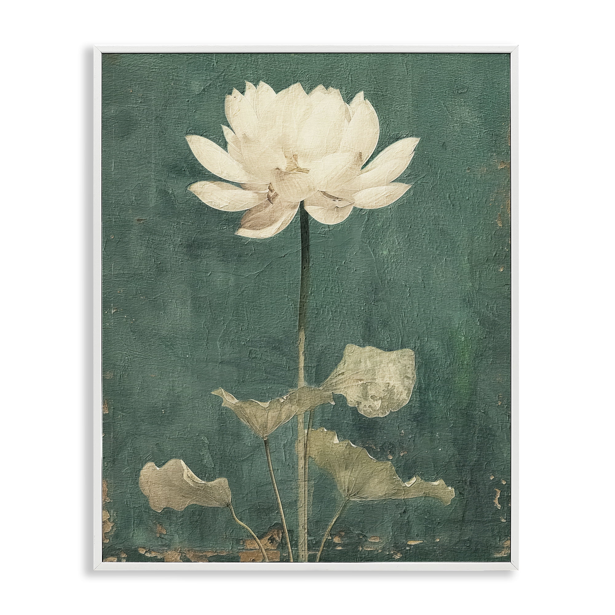Stupell Industries Vintage Floral Bud Plants & Flowers Painting White Framed Art Print Wall Art, 16 x 20
