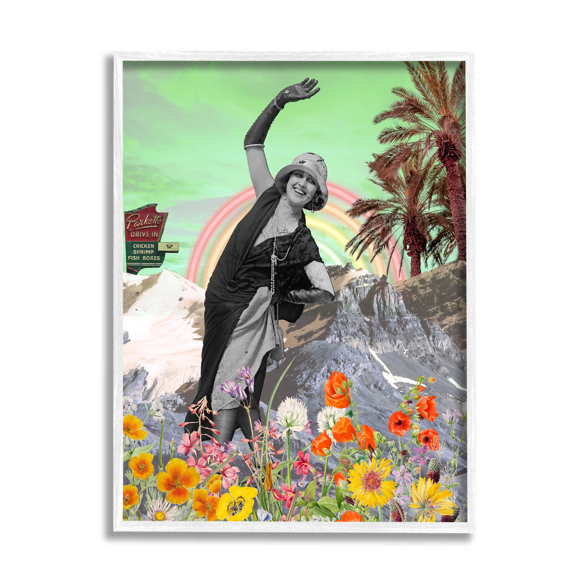 Stupell Industries Vintage Floral Collage Botanical & Floral Painting White Framed Art Print Wall Art, 11 x 14