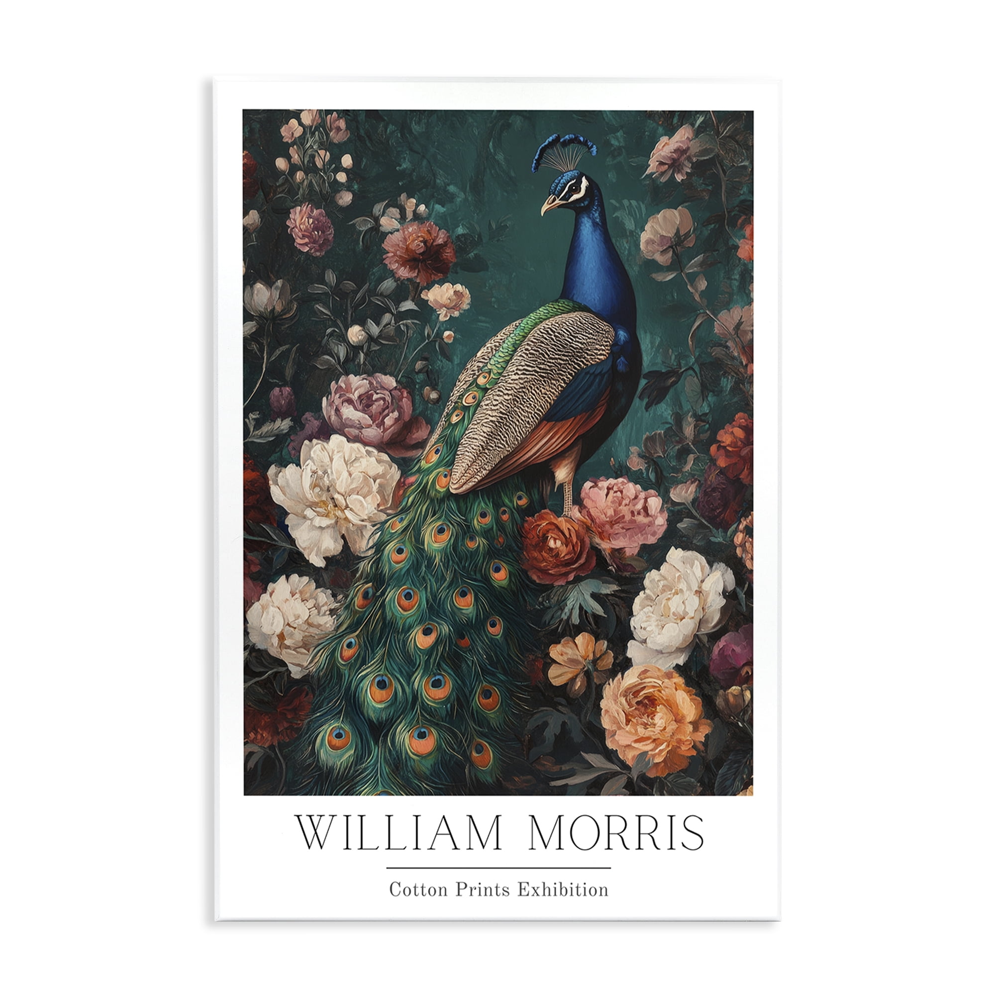 Stupell Industries Vintage Floral Peacock William Morris Wall Plaque Art, design by Petal Prints Design