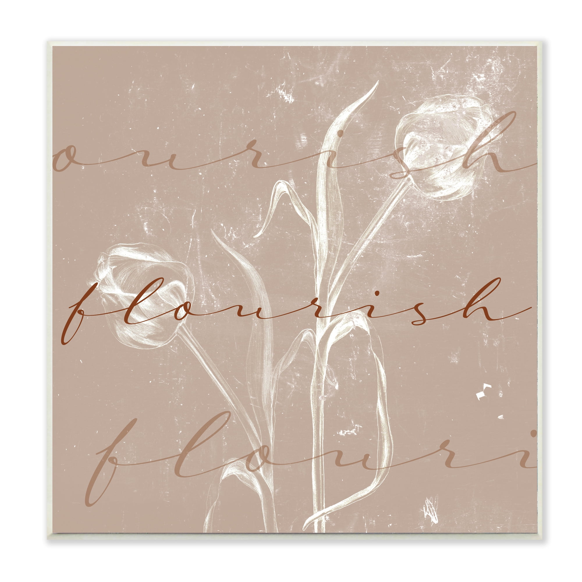 Stupell Industries Vintage Flourish Typography Softened Tulip Still Life Typography Painting Unframed Art Print Wall Art, 12 x 12