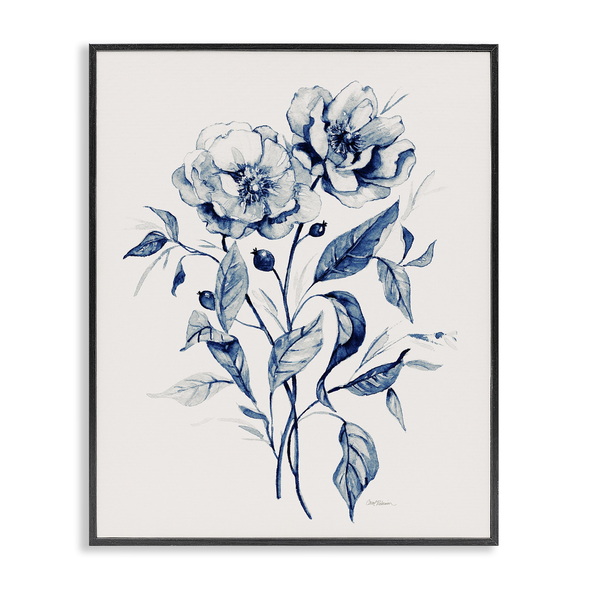 Stupell Industries Vintage Flower Bundle Plants & Flowers Drawing Black Framed Art Print Wall Art, 16 x 20