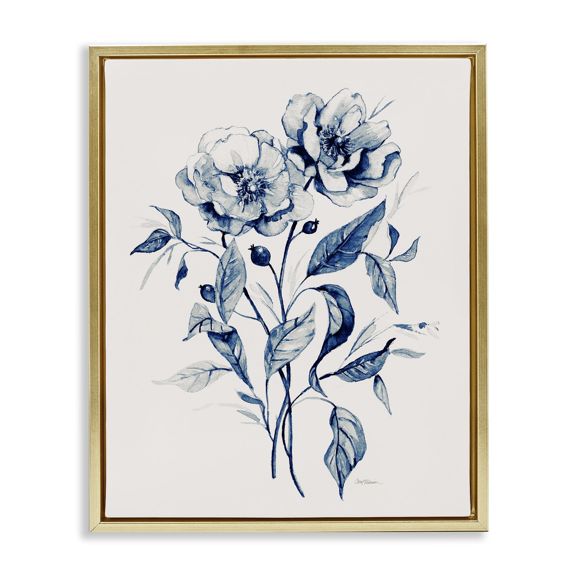 Stupell Industries Vintage Flower Bundle Plants & Flowers Drawing Gold Floater Framed Canvas Art Print Wall Art, 25 x 31
