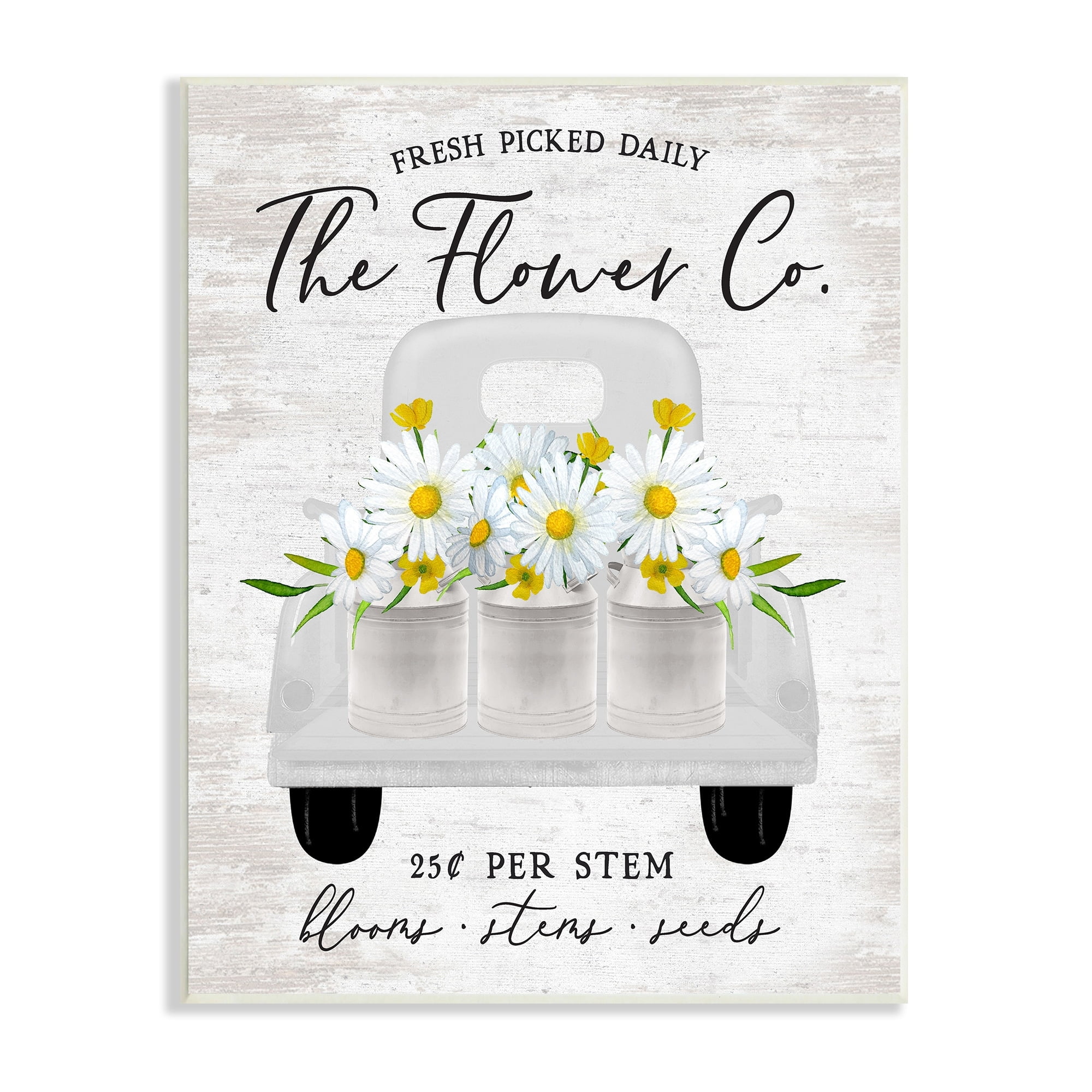 Vintage Flower Co. Daisy Blooms Wall Art on MDF Wood