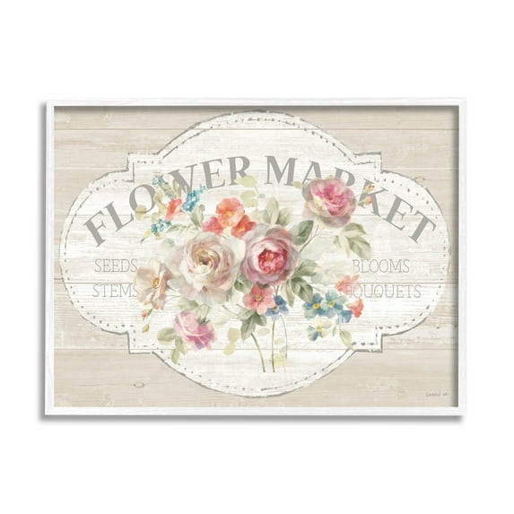 Stupell Industries Vintage Flower Market Sign, 16 x 20,Design by Danhui Nai
