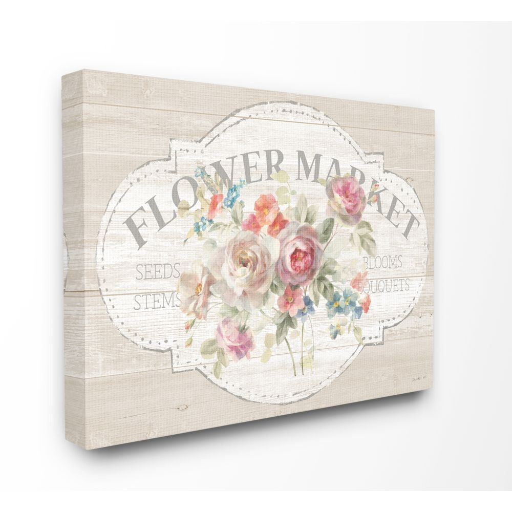 Stupell Industries Vintage Flower Market Sign Super Canvas Wall Art by Danhui Nai
