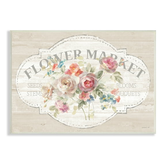 Stupell Industries Vintage Flower Market Sign Wall Plaque Art by Danhui Nai
