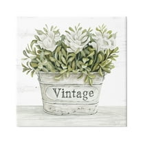 Stupell Industries Vintage Flower Planter Rustic Blooms Full Leaves Painting Gallery Wrapped Canvas Print Wall Art, Design by Cindy Jacobs