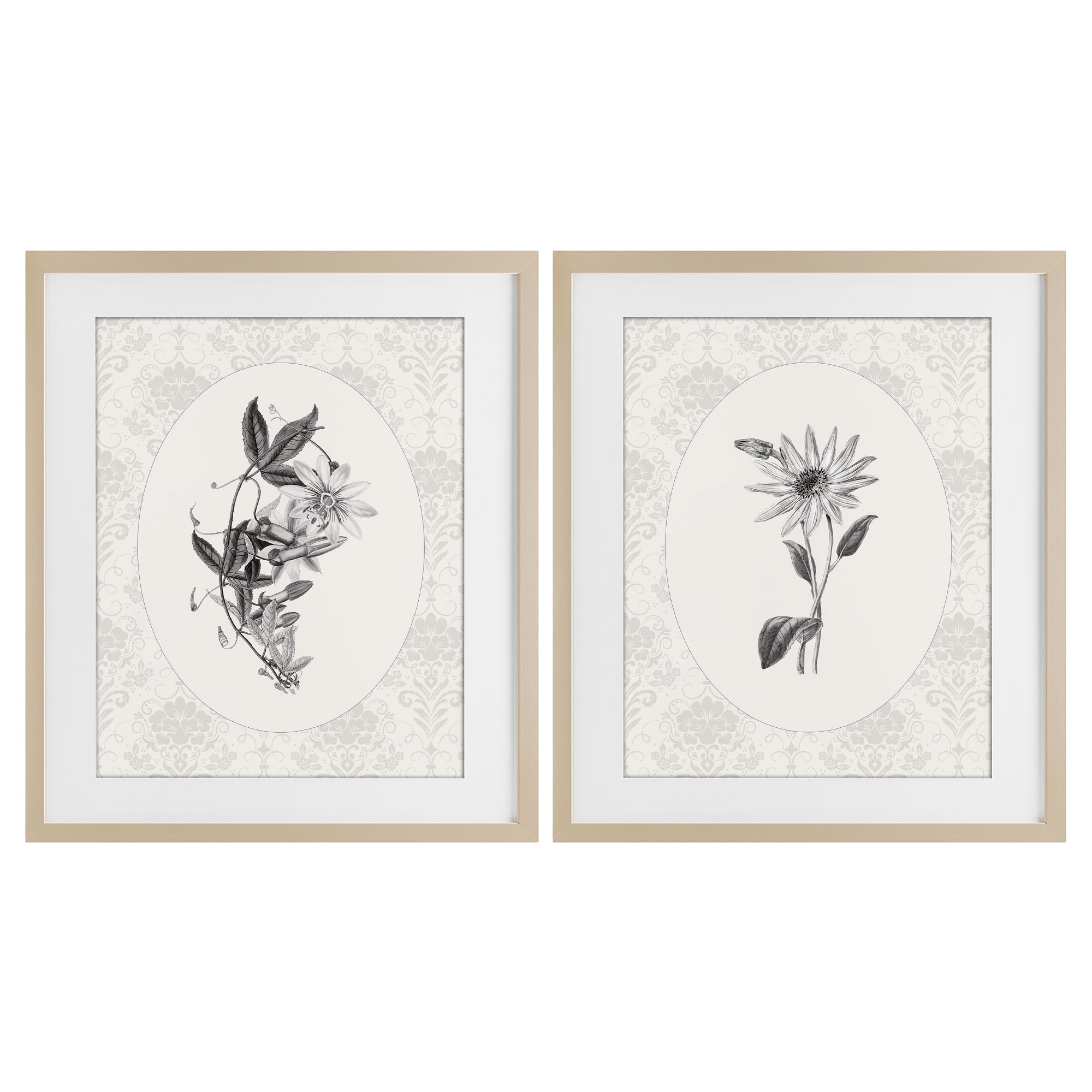 Stupell Industries Vintage Flowers & Lace 2 Piece Birch Framed Print Under Glass Set, design by CAD Designs