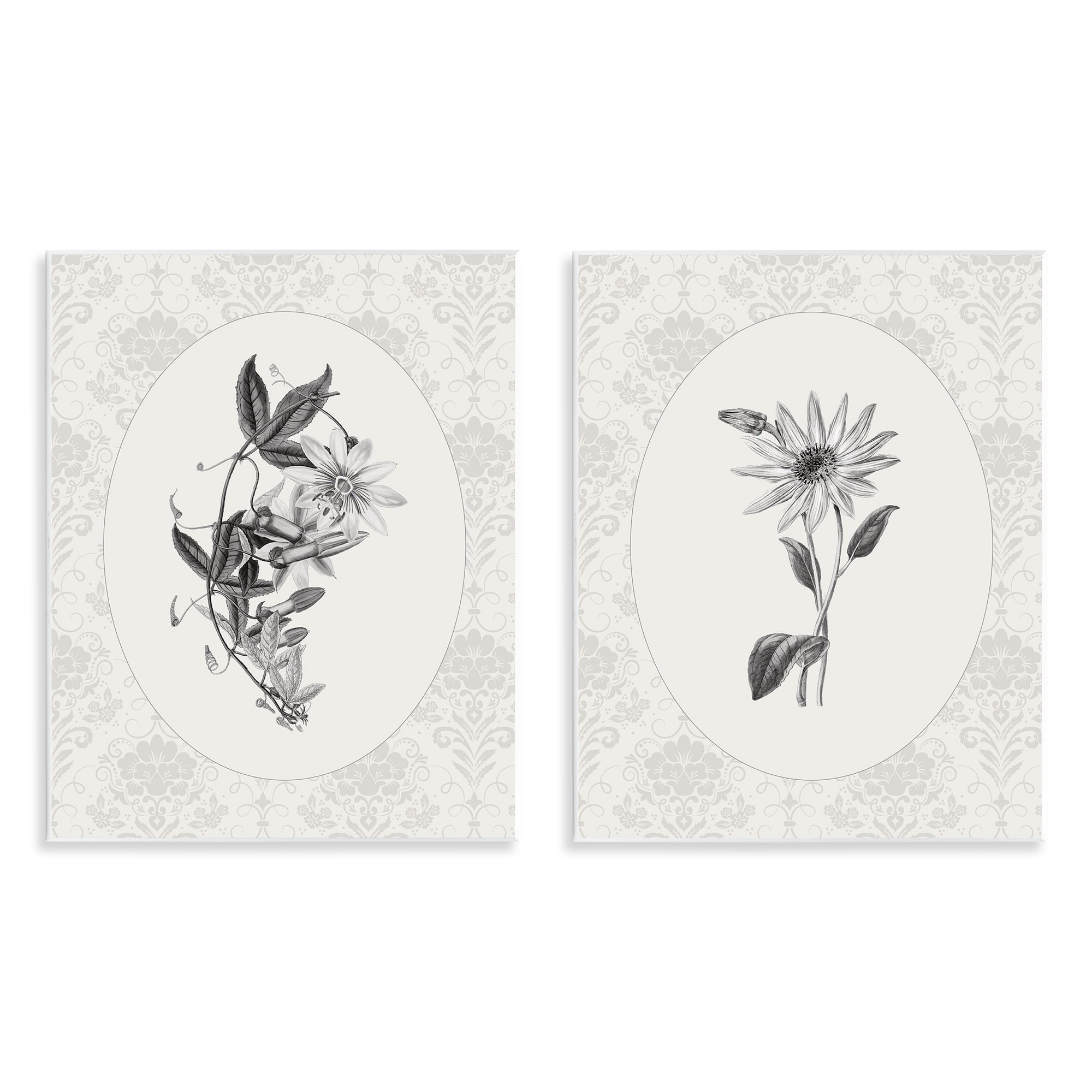 Stupell Industries Vintage Flowers & Lace 2 Piece Wall Plaque Art Set, design by CAD Designs