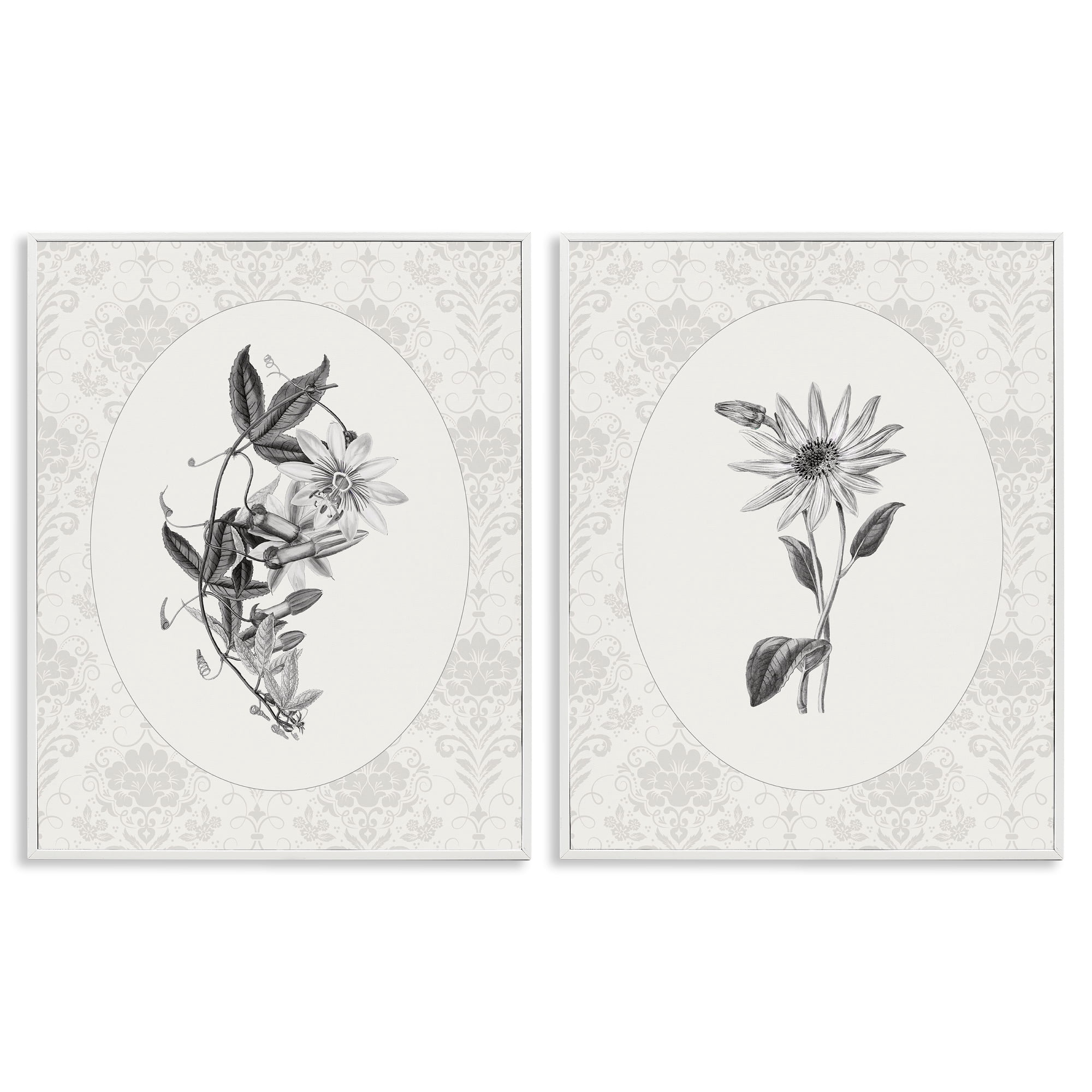 Stupell Industries Vintage Flowers & Lace 2 Piece White Framed Giclee Art Set, design by CAD Designs