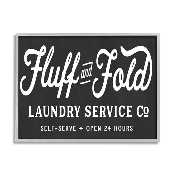 Stupell Industries Vintage Fluff and Fold Laundry Advertisement Black White Vintage Painting Gray Framed Art Print Wall Art, 16 x 20, Design by Lettered and Lined