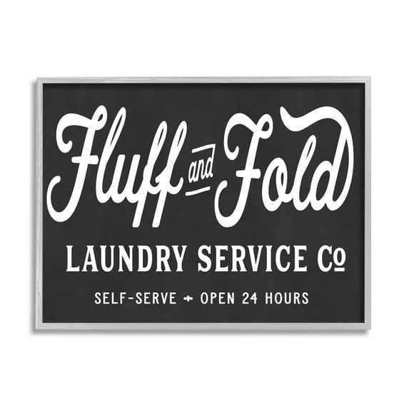Stupell Industries Vintage Fluff and Fold Laundry Advertisement Black White Vintage Painting Gray framed Art Print Wall Art, 24 x 30, Design by Lettered and Lined