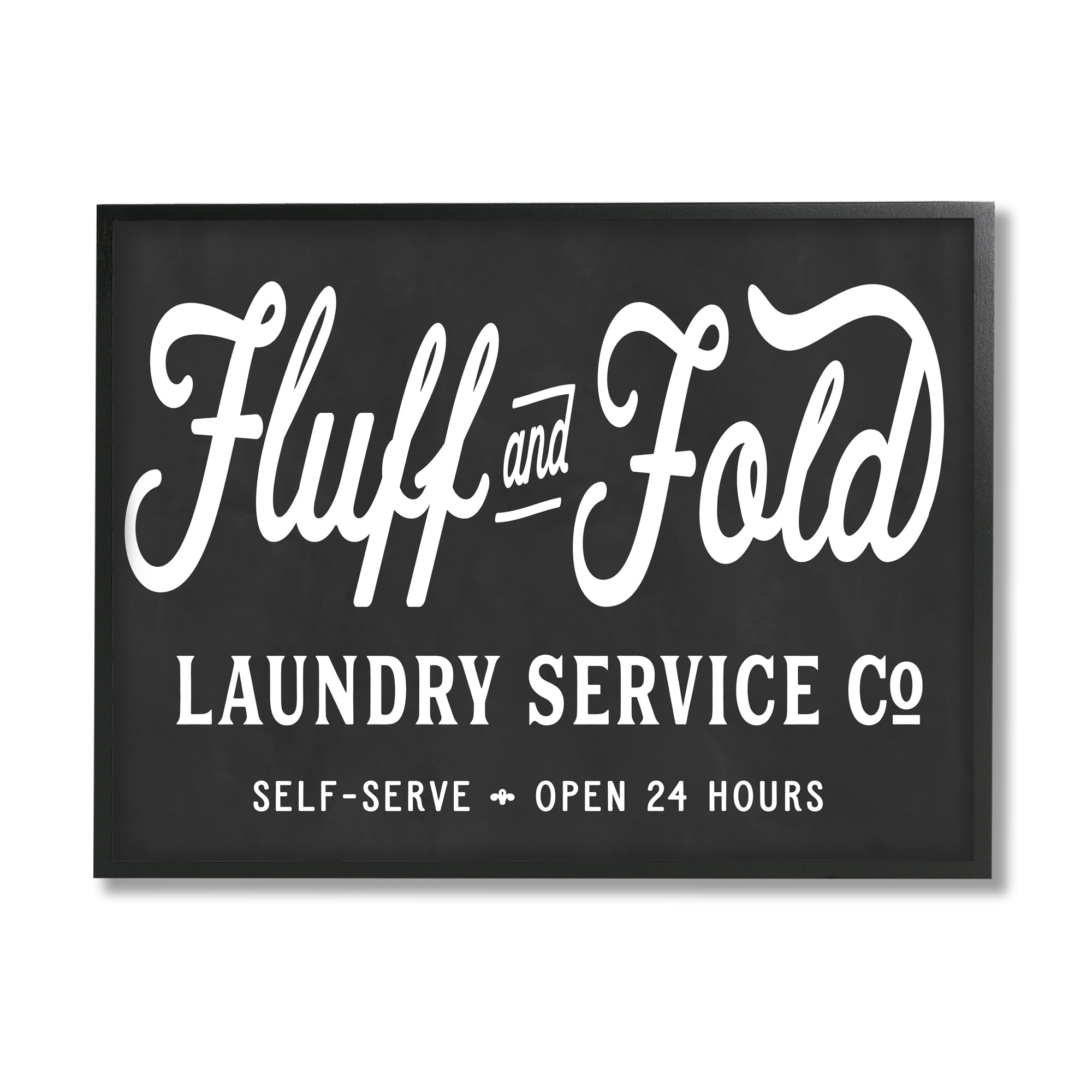 Stupell Industries Vintage Fluff and Fold Laundry Advertisement Black White Vintage Painting Black Framed Art Print Wall Art, 24 x 30, Design by Lettered and Lined